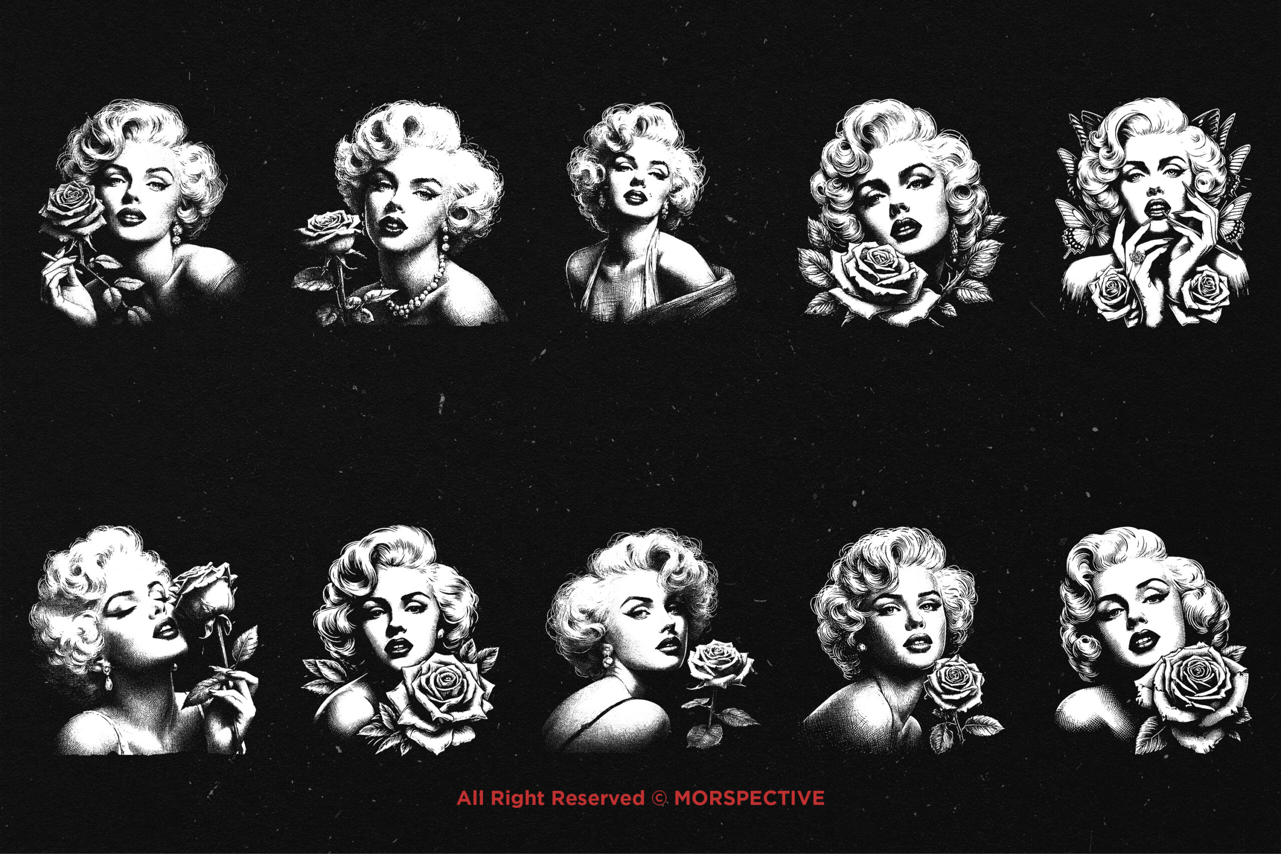 10 Bundle Dark Art Marilyn Face - Image 5