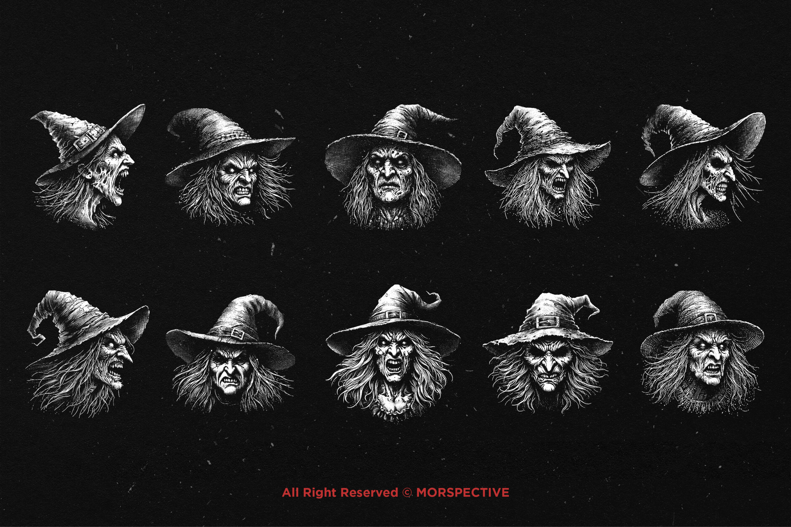 10 Bundle Dark Art Witch Face - Image 5