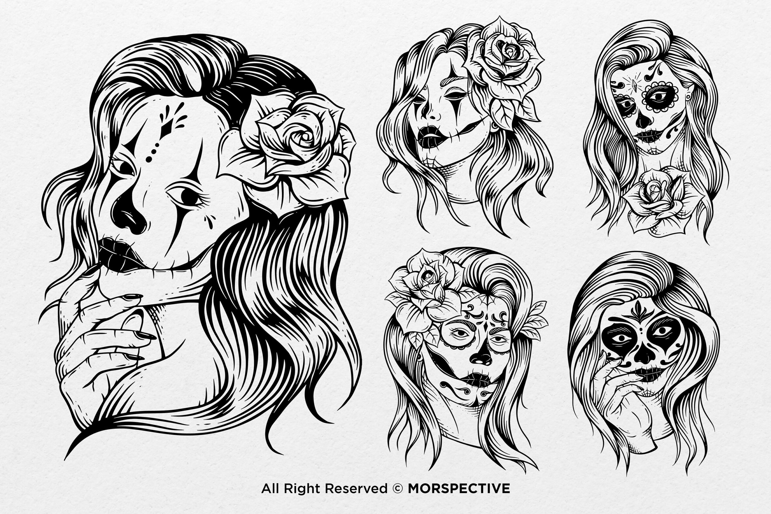 15 Set Bundle Skull Girl Face - Image 3