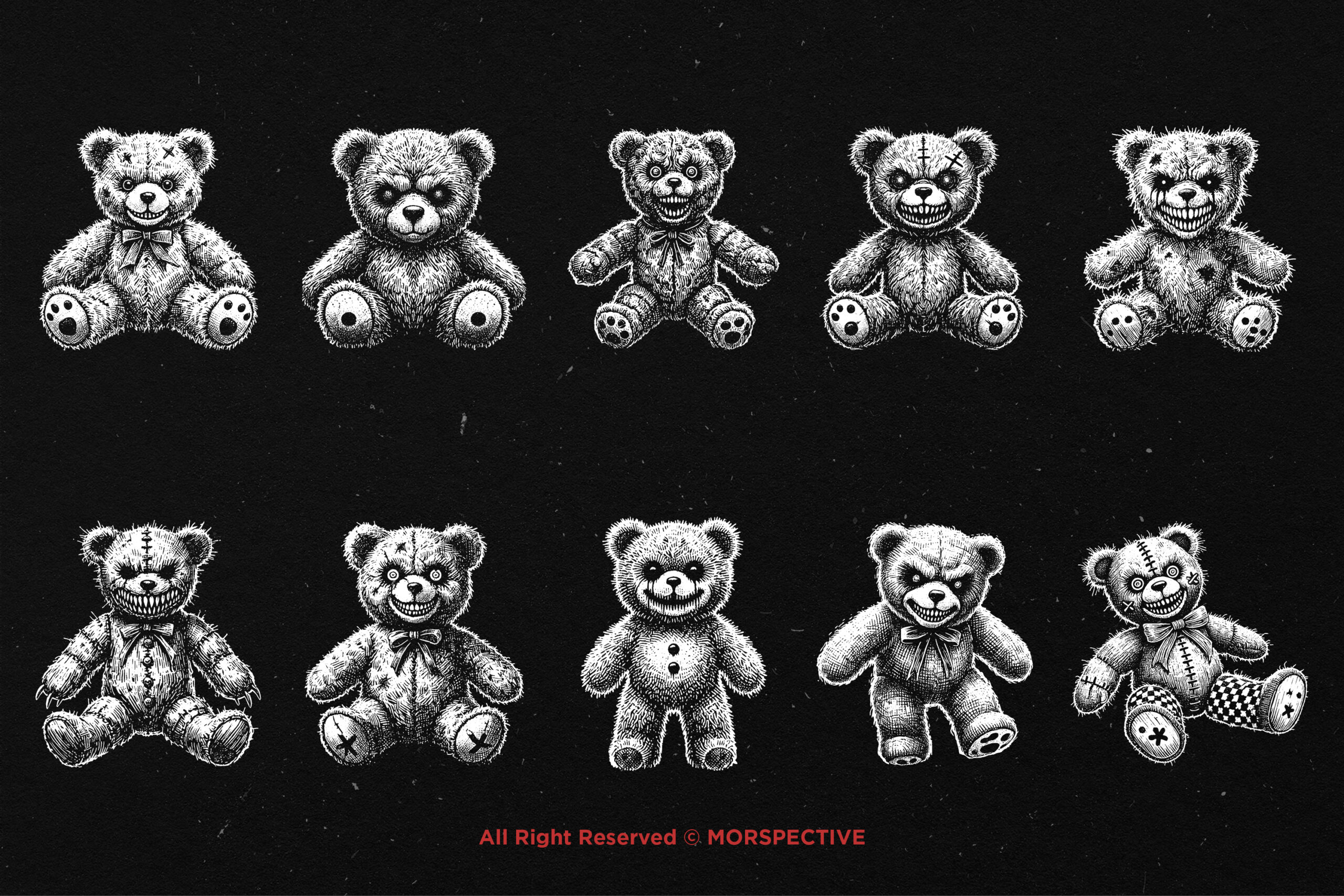 10 Bundle Dark Art Bear Doll - Image 5