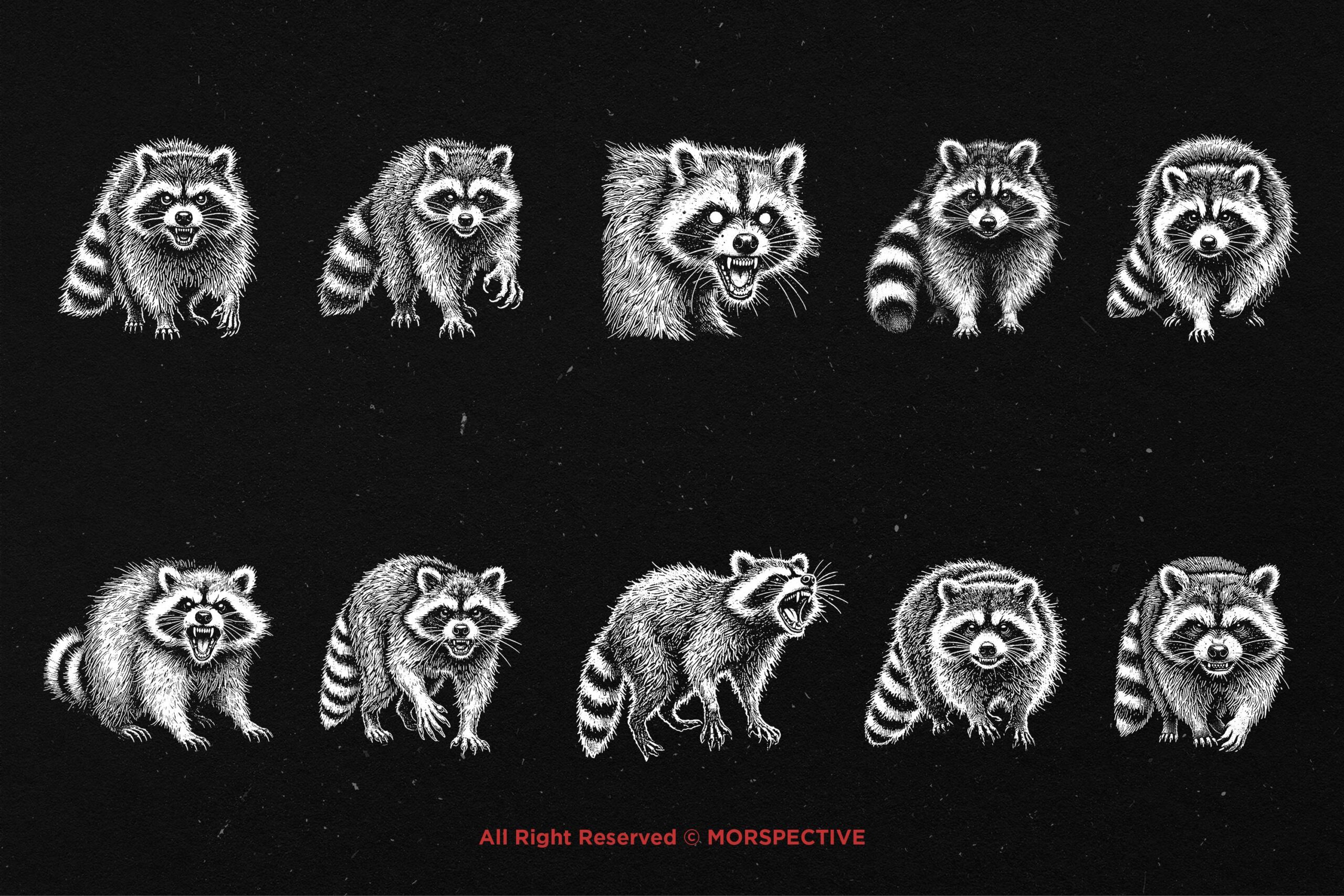 10 Bundle Dark Art Racoon - Image 5