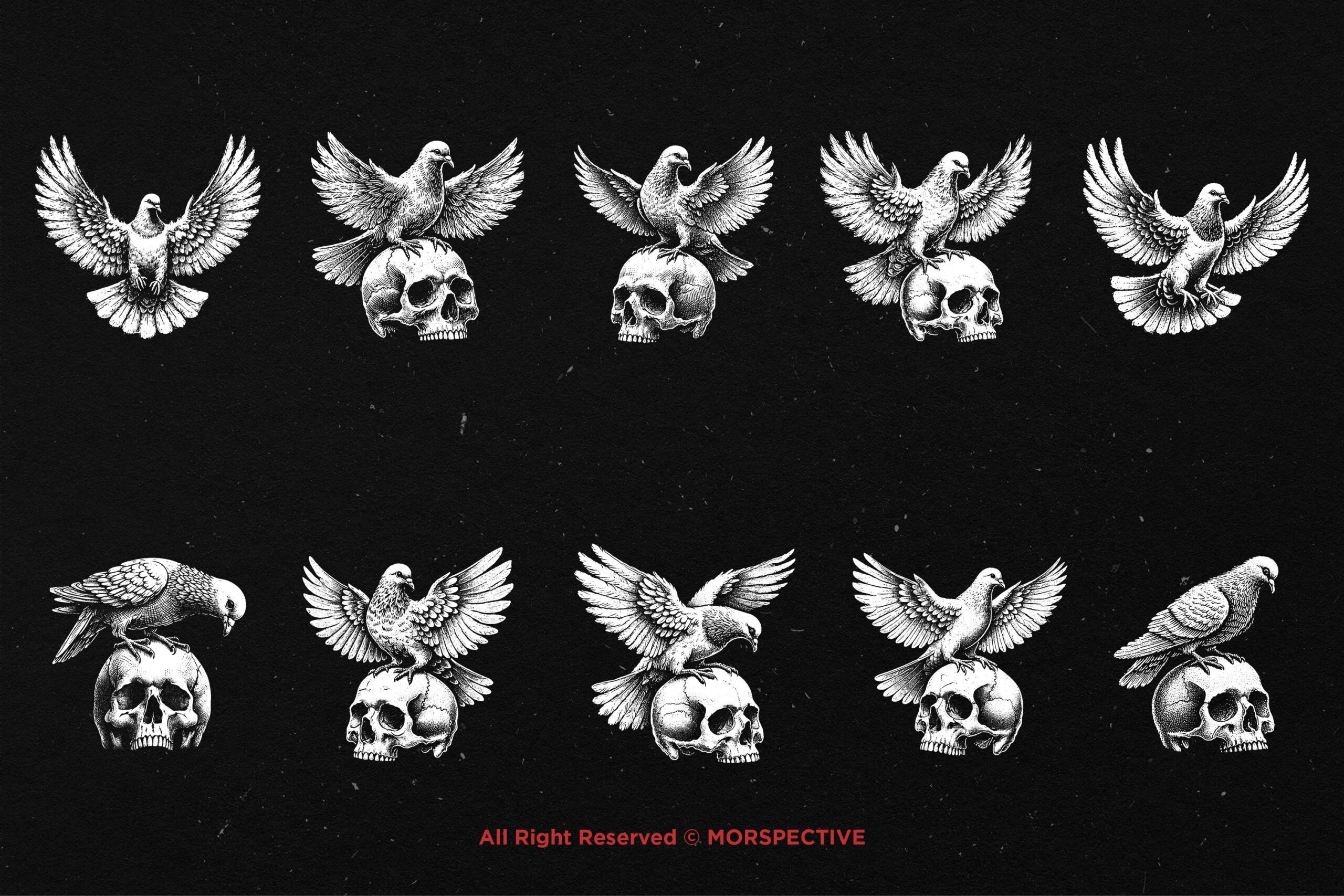10 Bundle Dark Art Dove Standing on Skull 5 10 Bundle Dark Art Dove Standing on Skull - Image 5