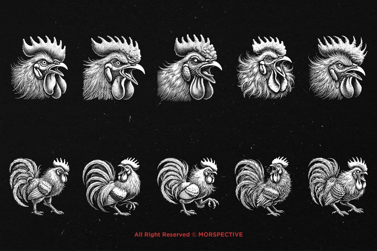 10 Bundle Dark Art Rooster Chicken 5 10 Bundle Dark Art Rooster Chicken - Image 5