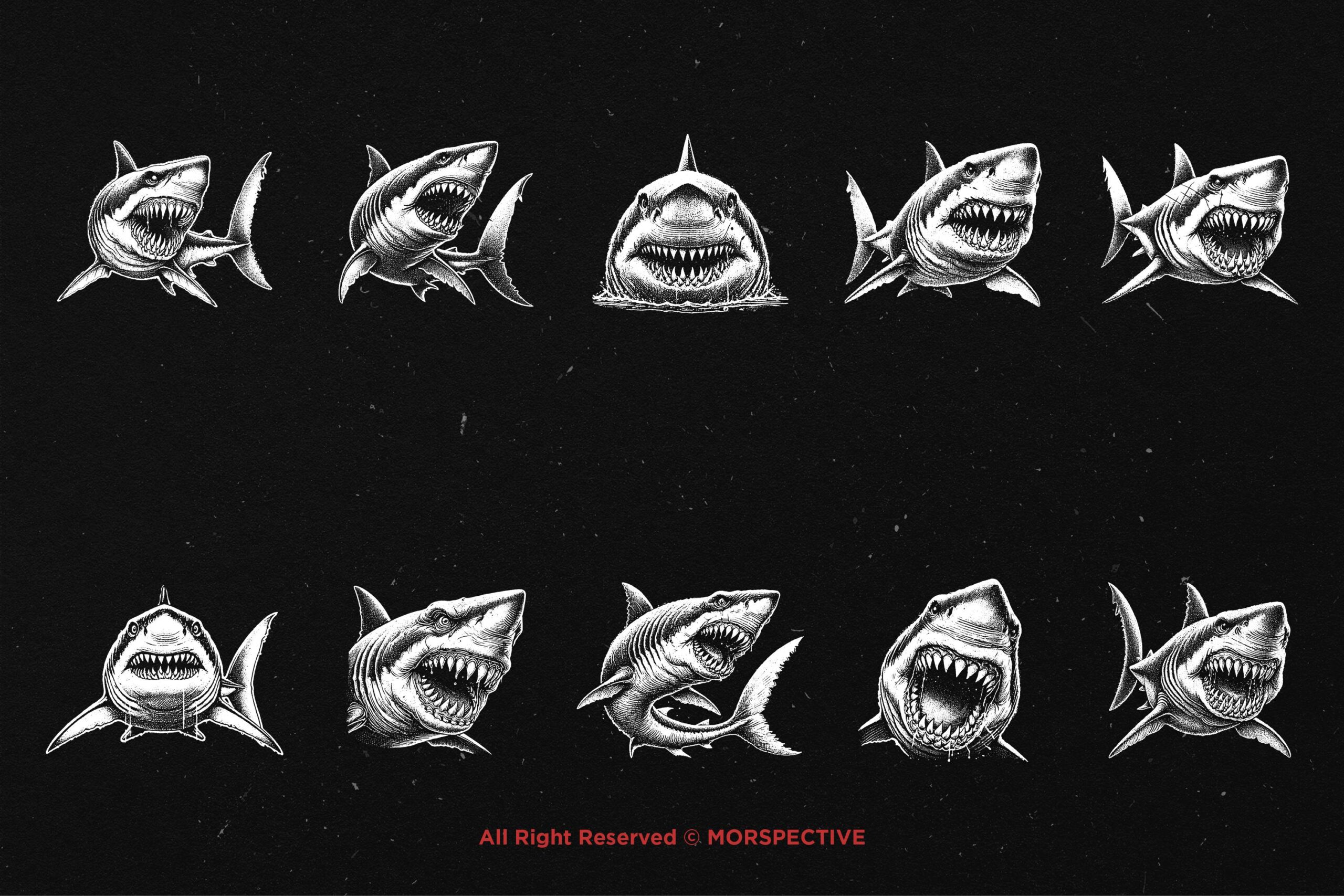10 Bundle Dark Art Shark Fish - Image 5