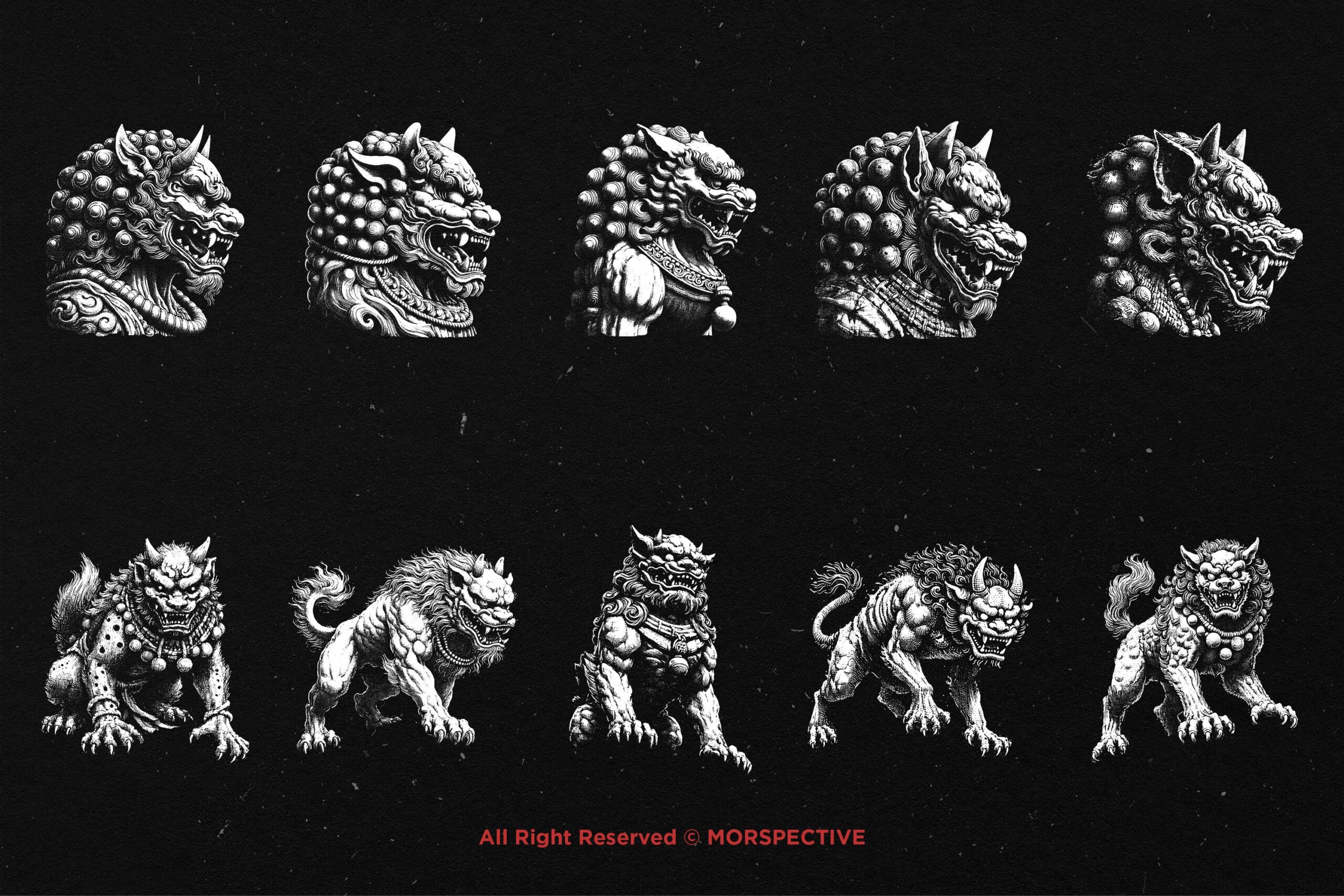 10 Bundle Dark Art Komainu Statue - Image 5