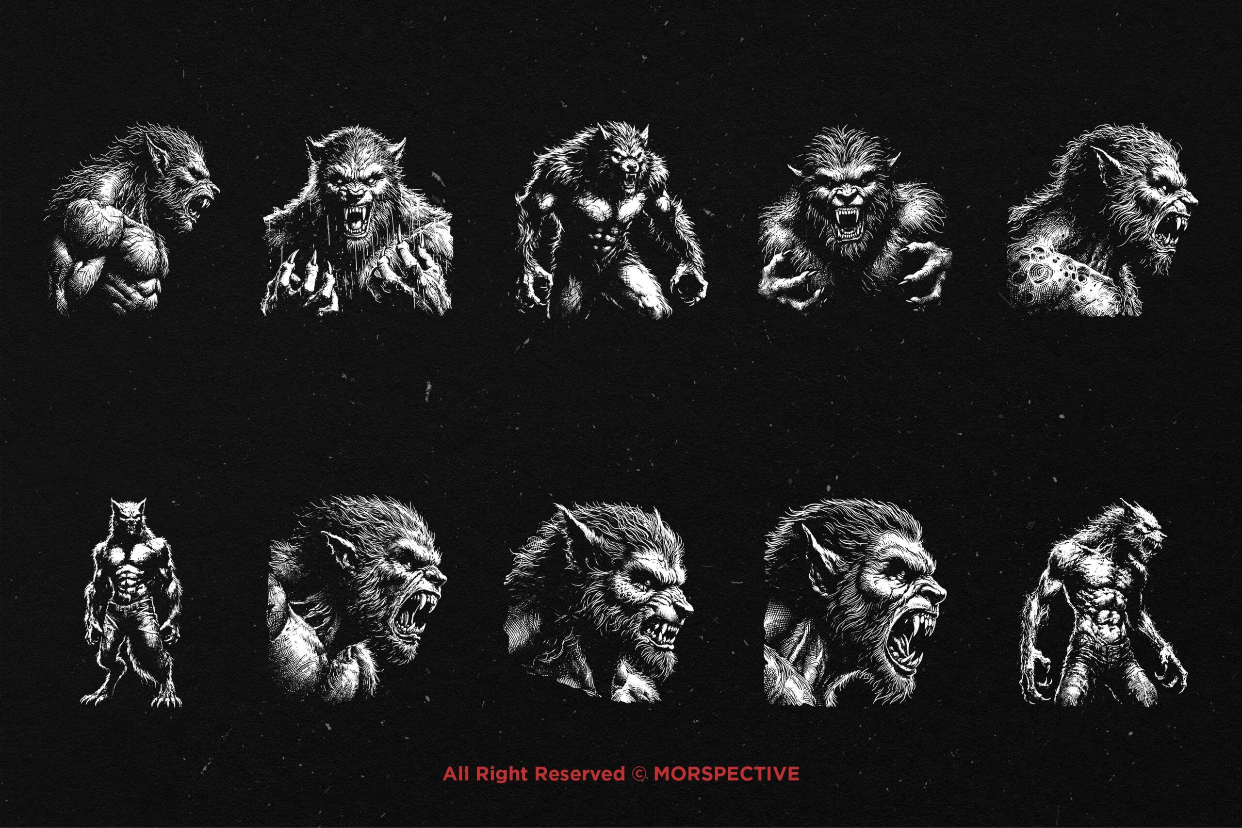10 Bundle Dark Art Warewolf Monster - Image 5
