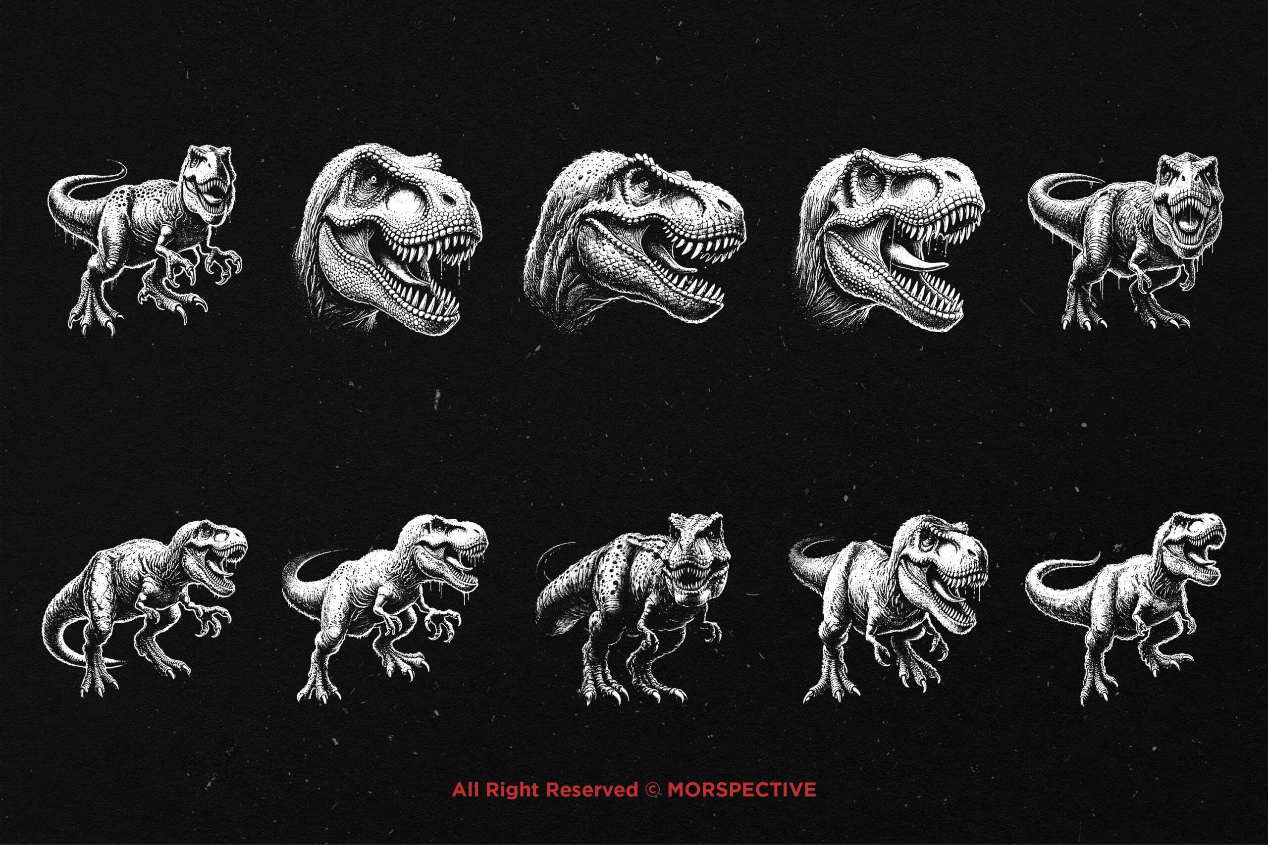 10 Bundle Dark Art T-Rex Dinosaur - Image 5