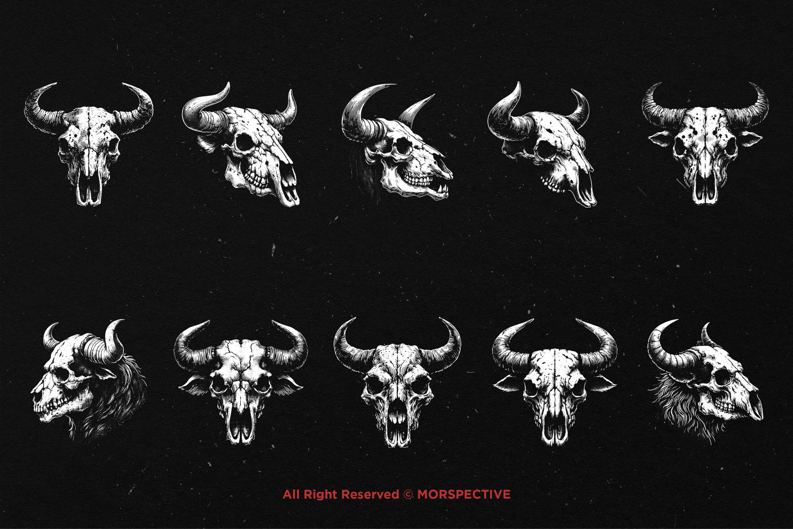 10 Bundle Dark Art Bull Skull - Image 5