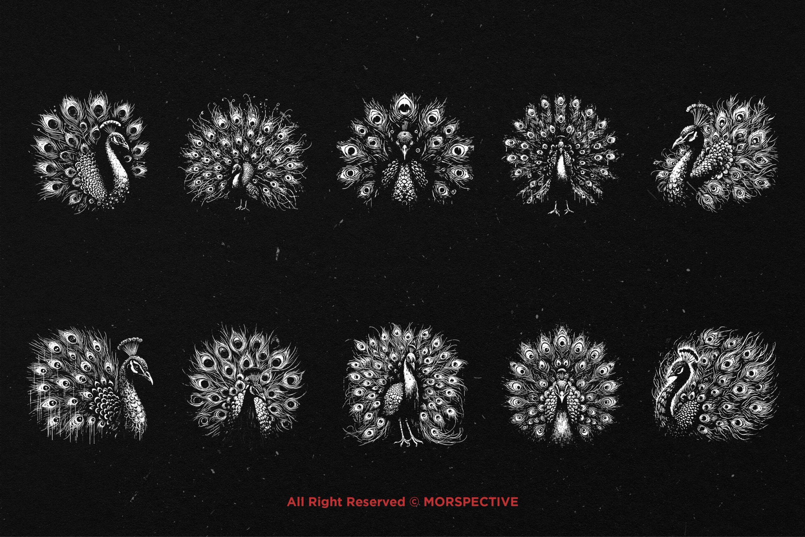 10 Bundle Dark Art Peacock - Image 5