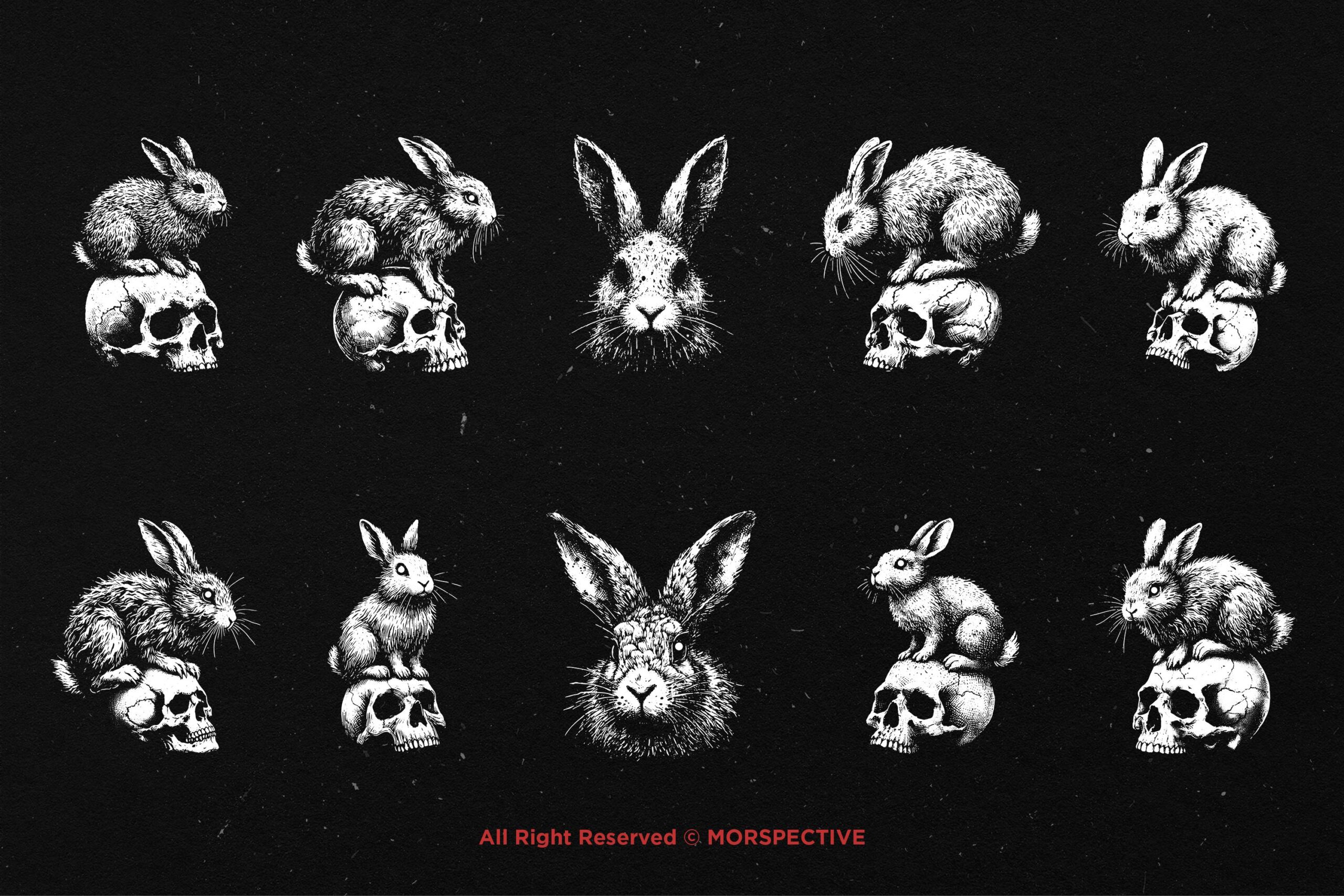 10 Bundle Dark Art Rabbit - Image 5
