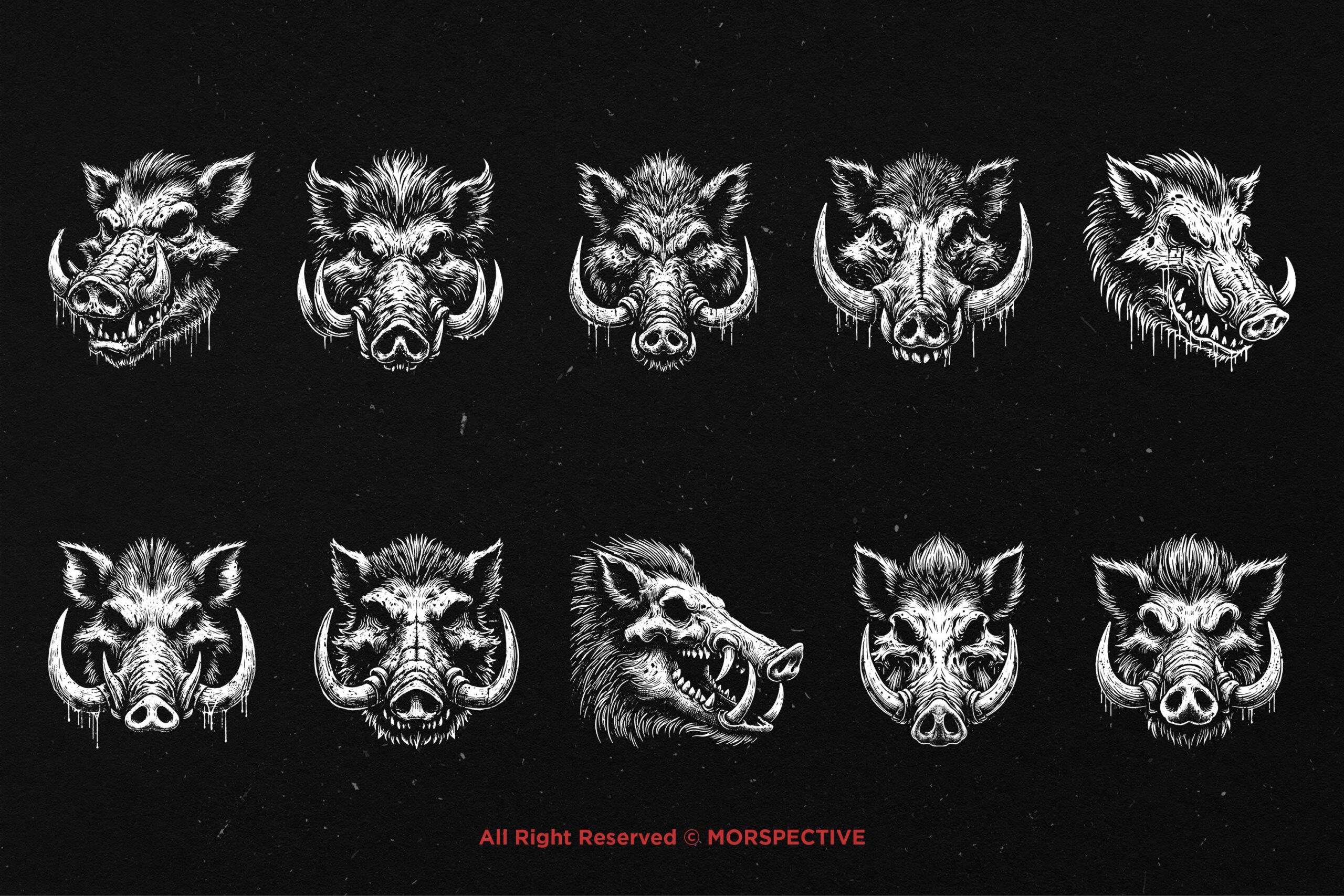 10 Bundle Dark Art WildBoar Hog Skull - Image 5