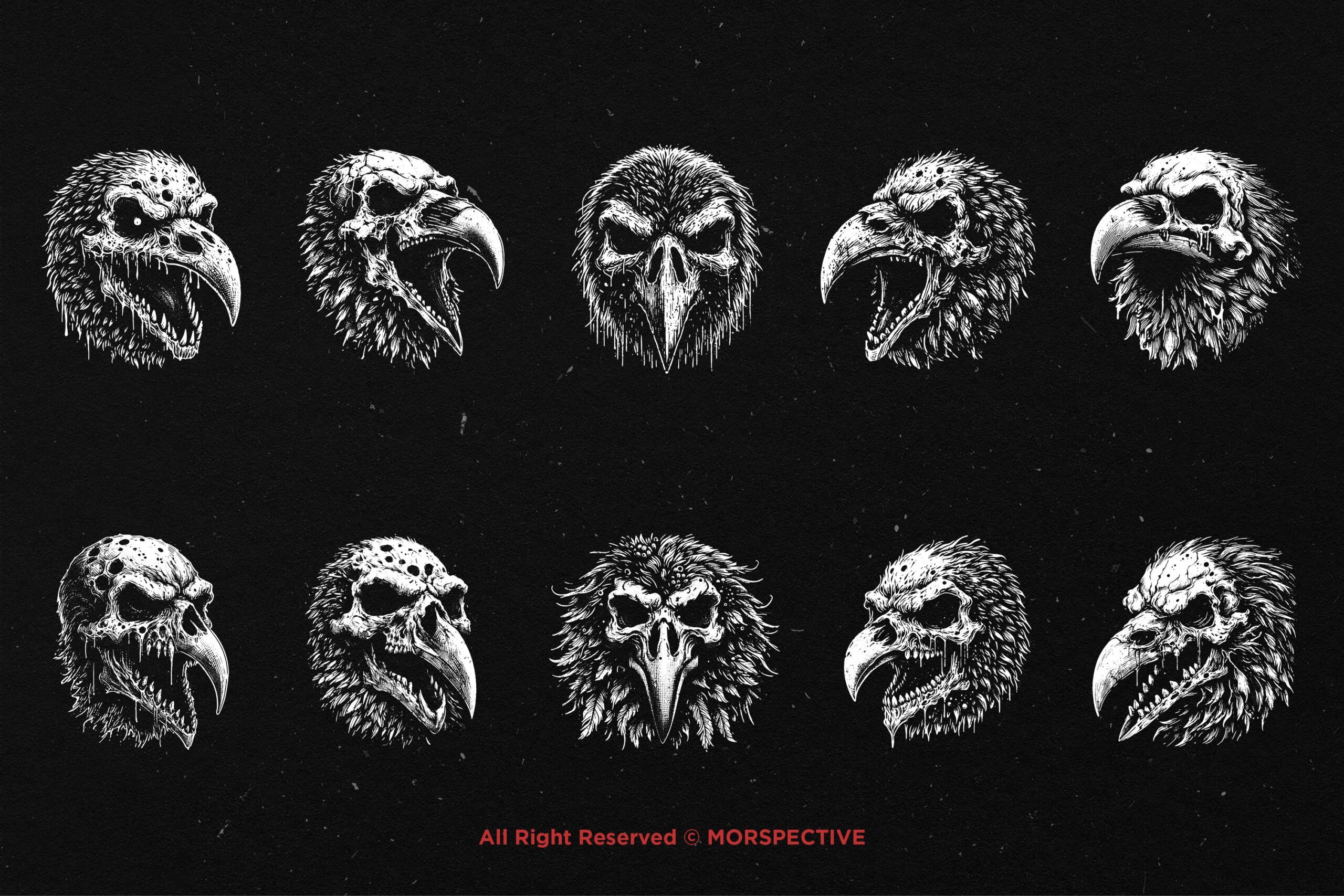 10 Bundle Dark Art Raven Skull - Image 5
