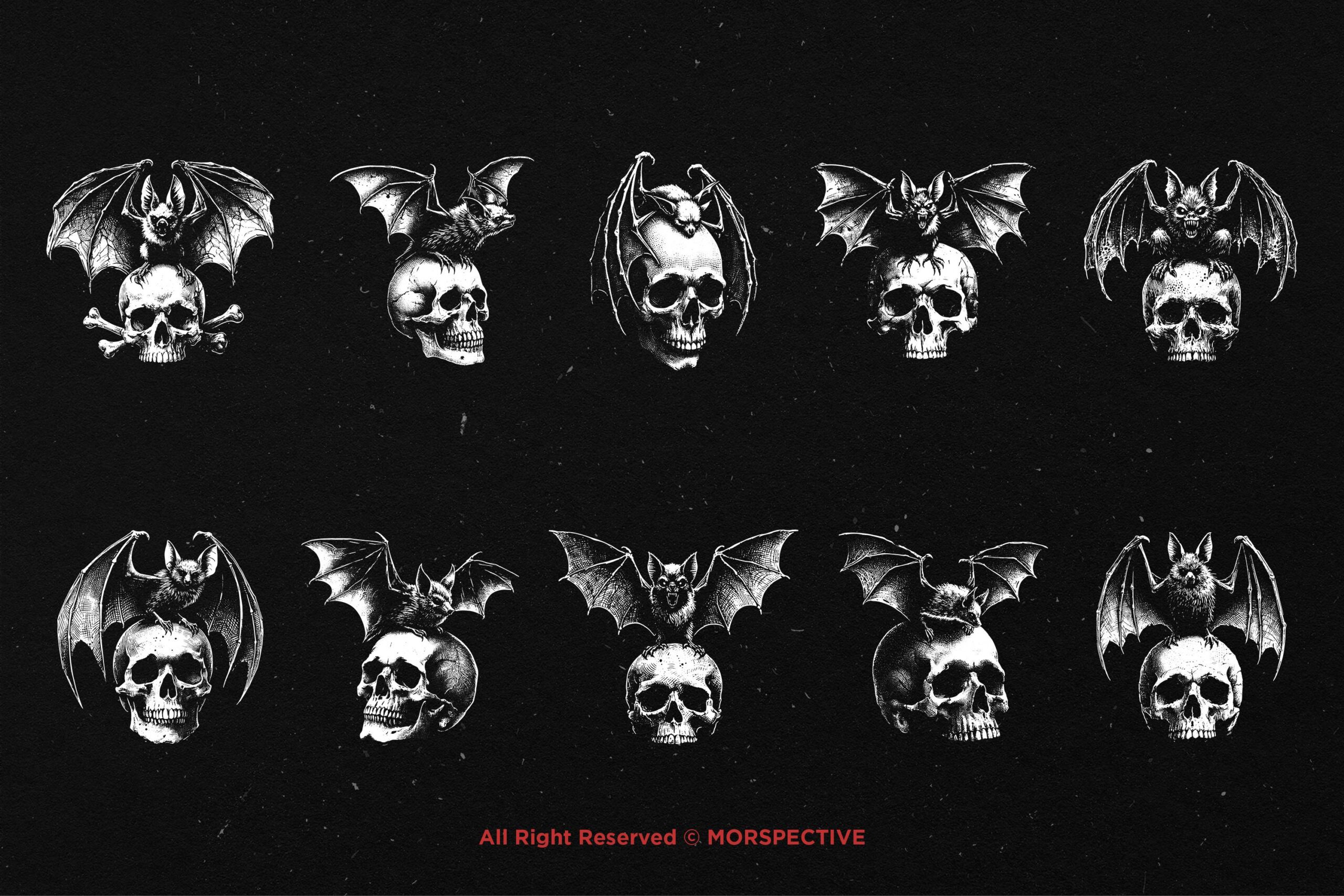 10 Bundle Dark Art Skull Bat - Image 5