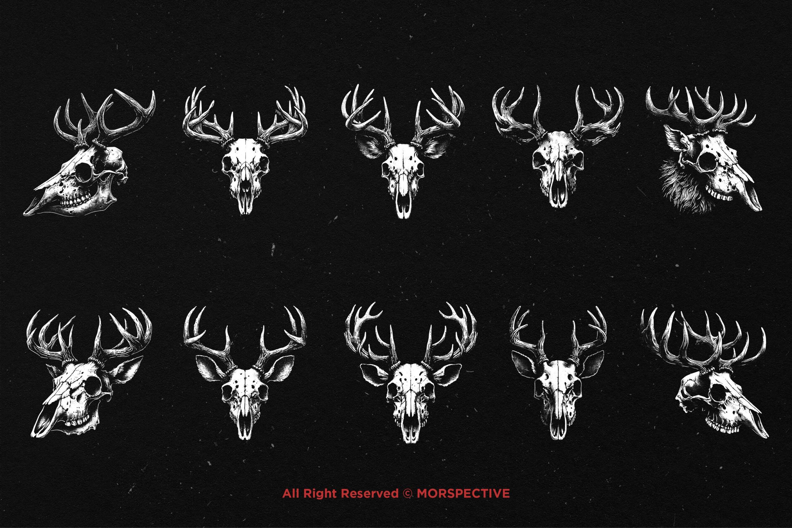 10 Bundle Dark Art Skull Deer - Image 5