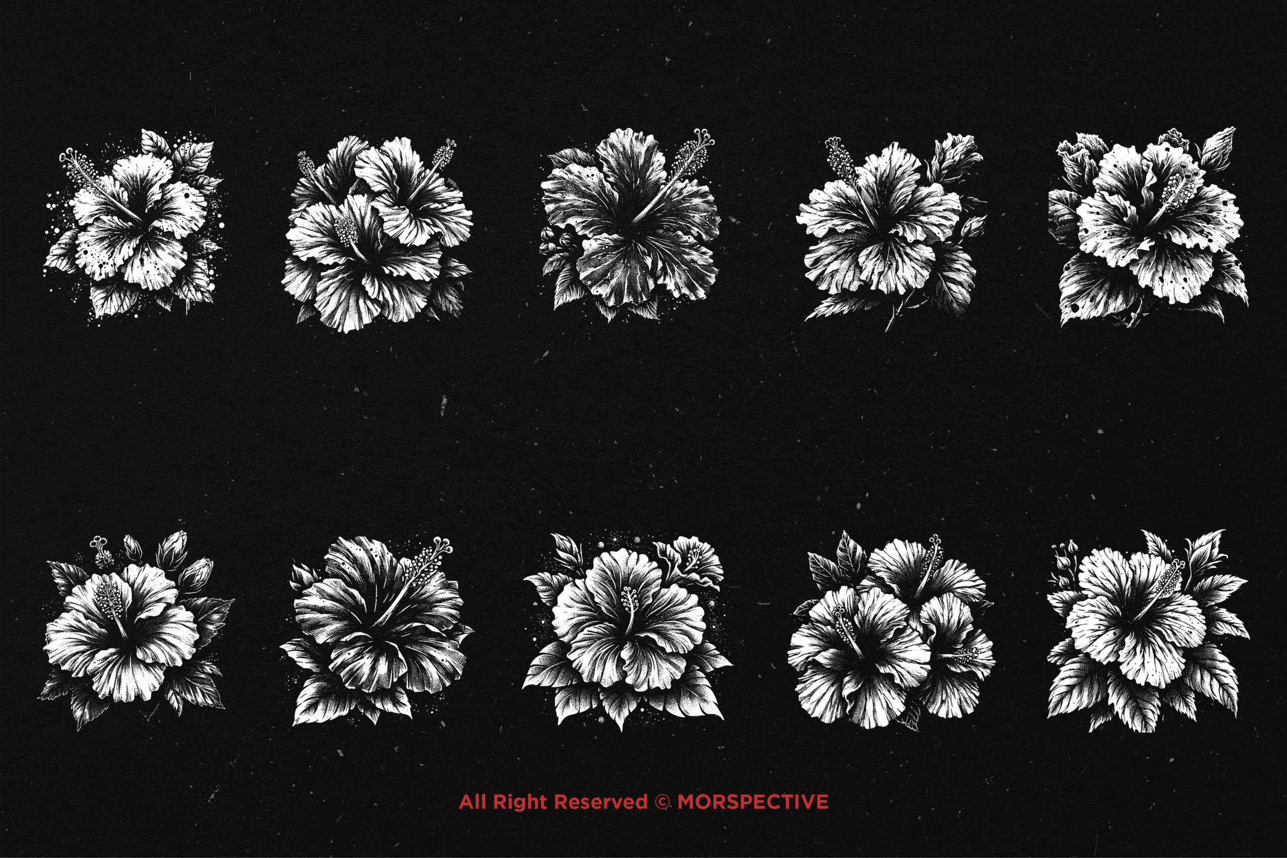 10 Bundle Dark Art Hibiscus Flower - Image 5