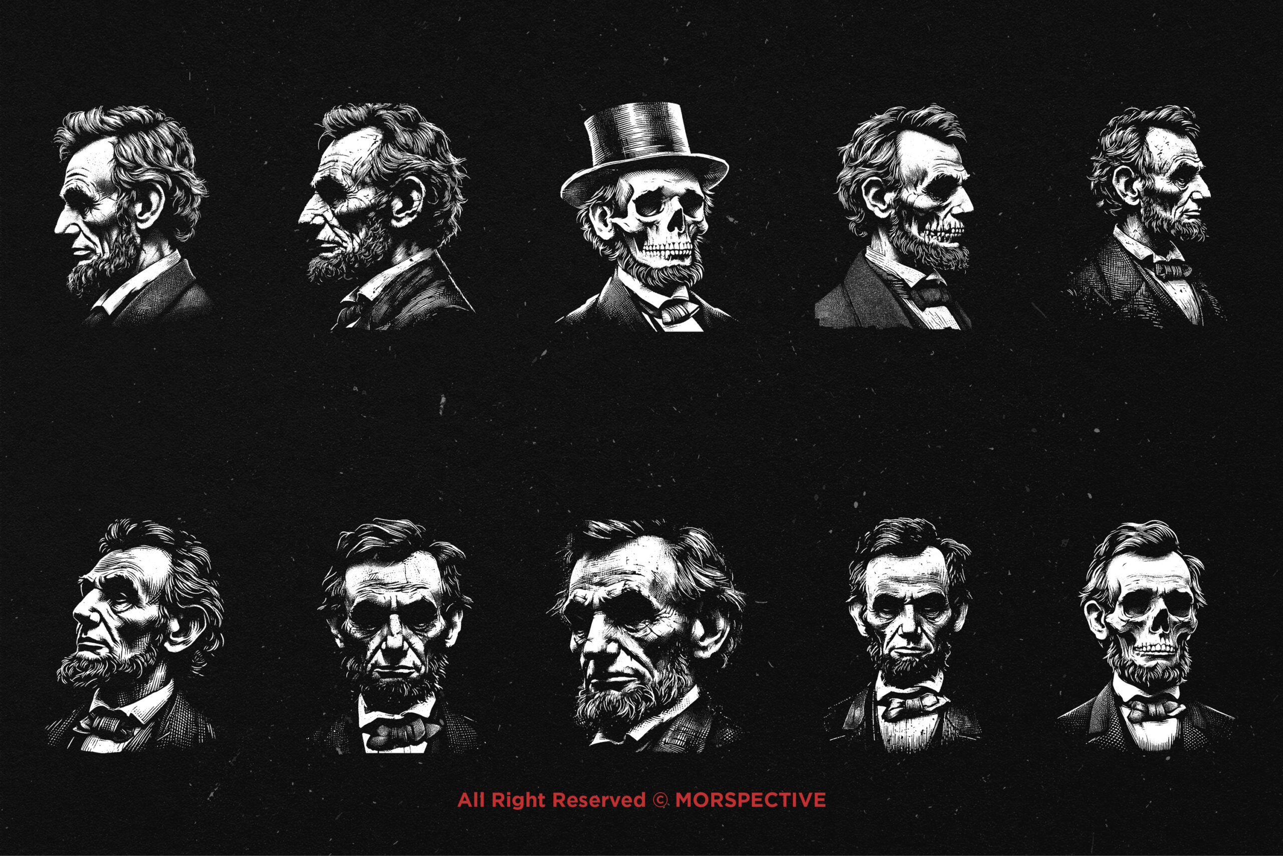 10 Bundle Dark Art Lincoln Skull 5 10 Bundle Dark Art Lincoln Skull - Image 5