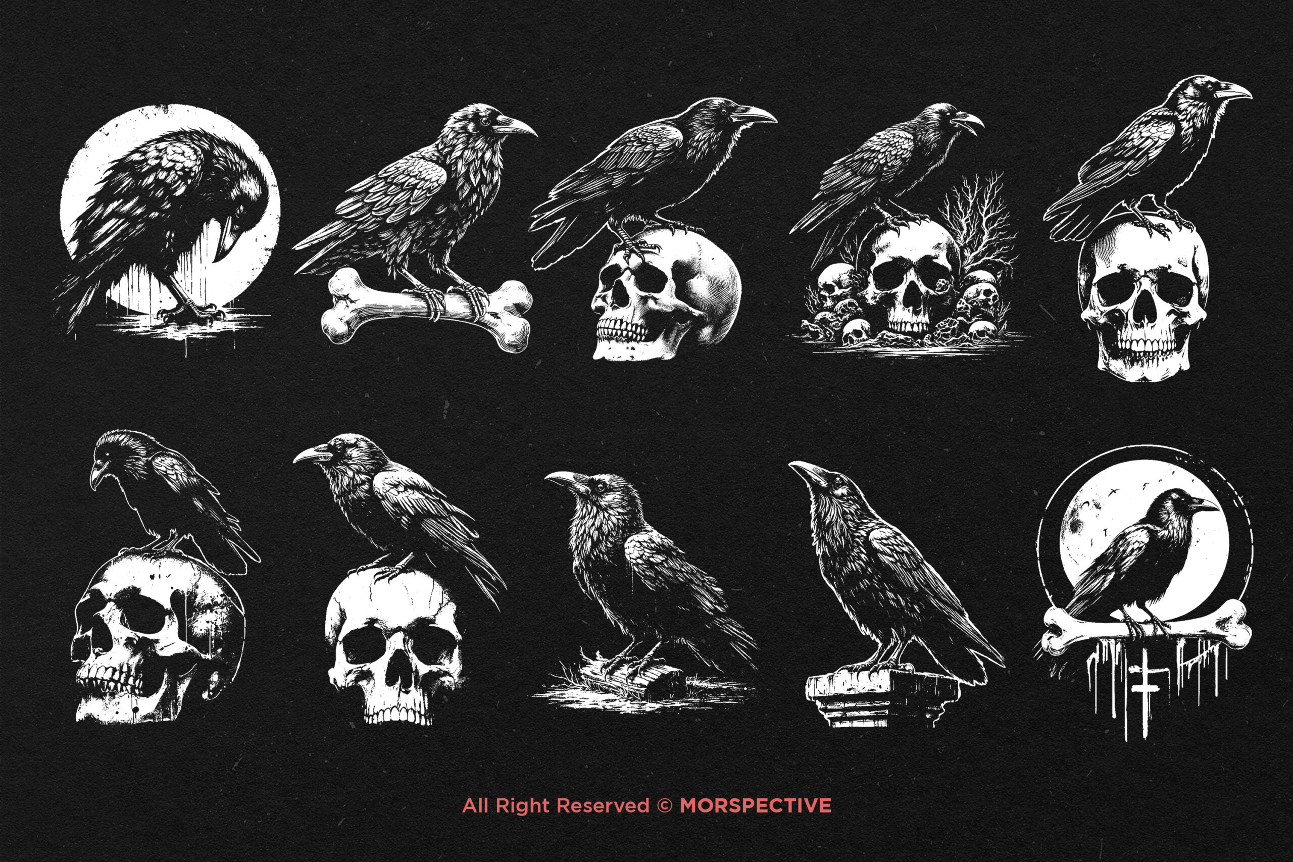 10 Bundle Dark Art Crows Bird - Image 5