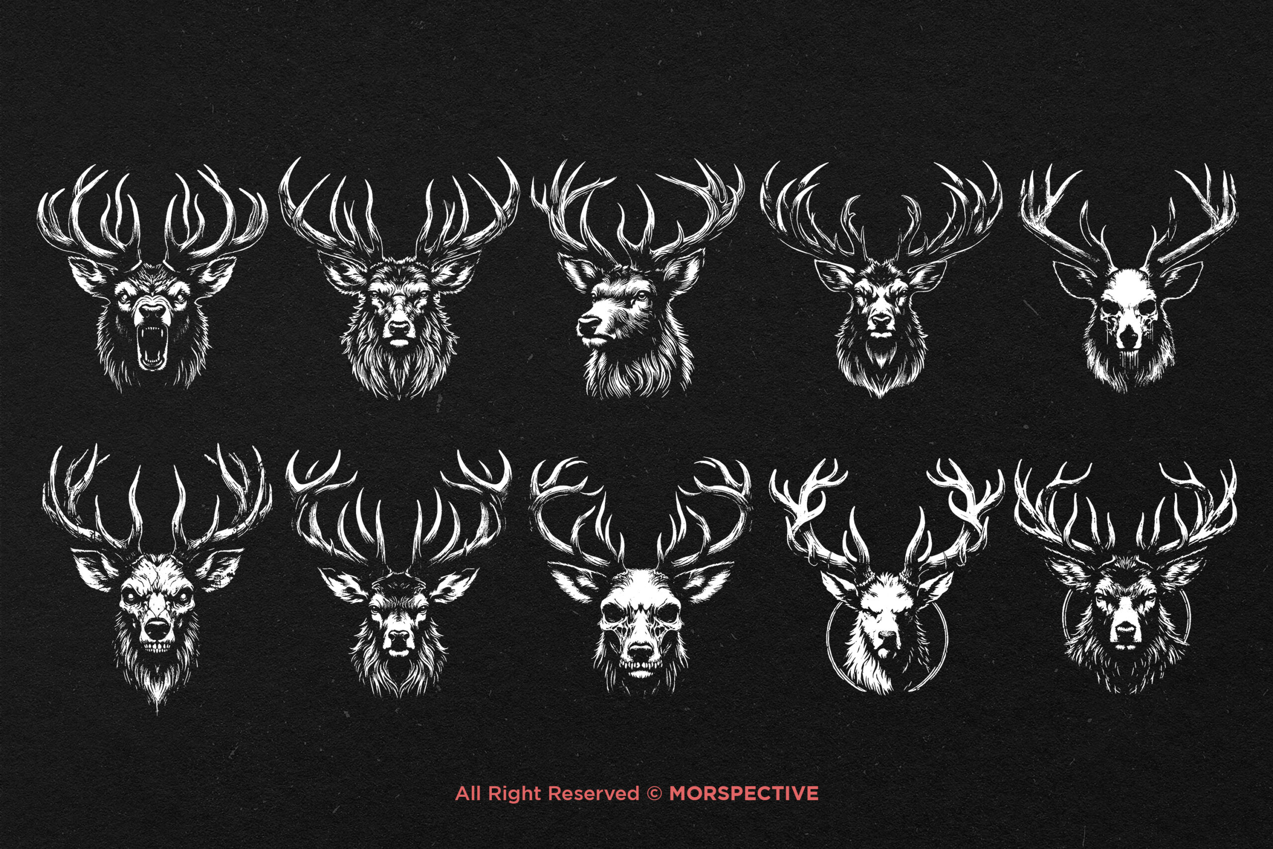 10 Bundle Dark Art Deer Stag Beast - Image 5