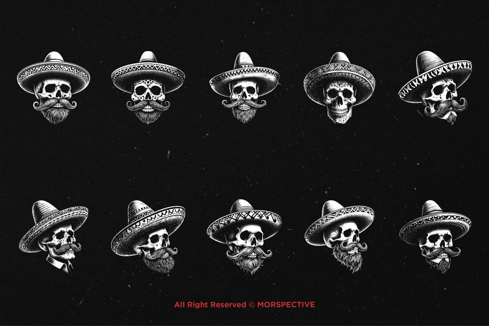 10 Bundle Dark Art Skull Sombrero 5 10 Bundle Dark Art Skull Sombrero - Image 5