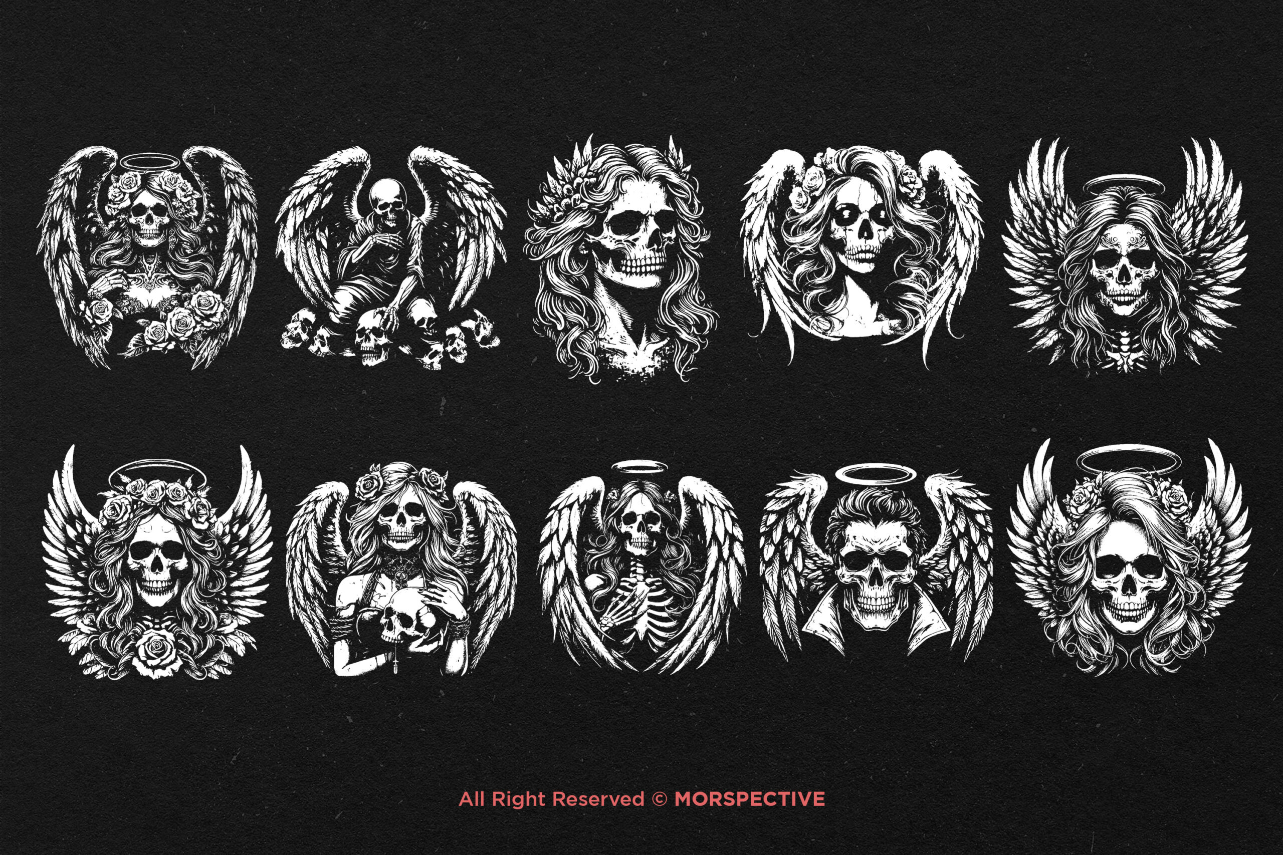 10 Bundle Dark Art Skull Angel - Image 5