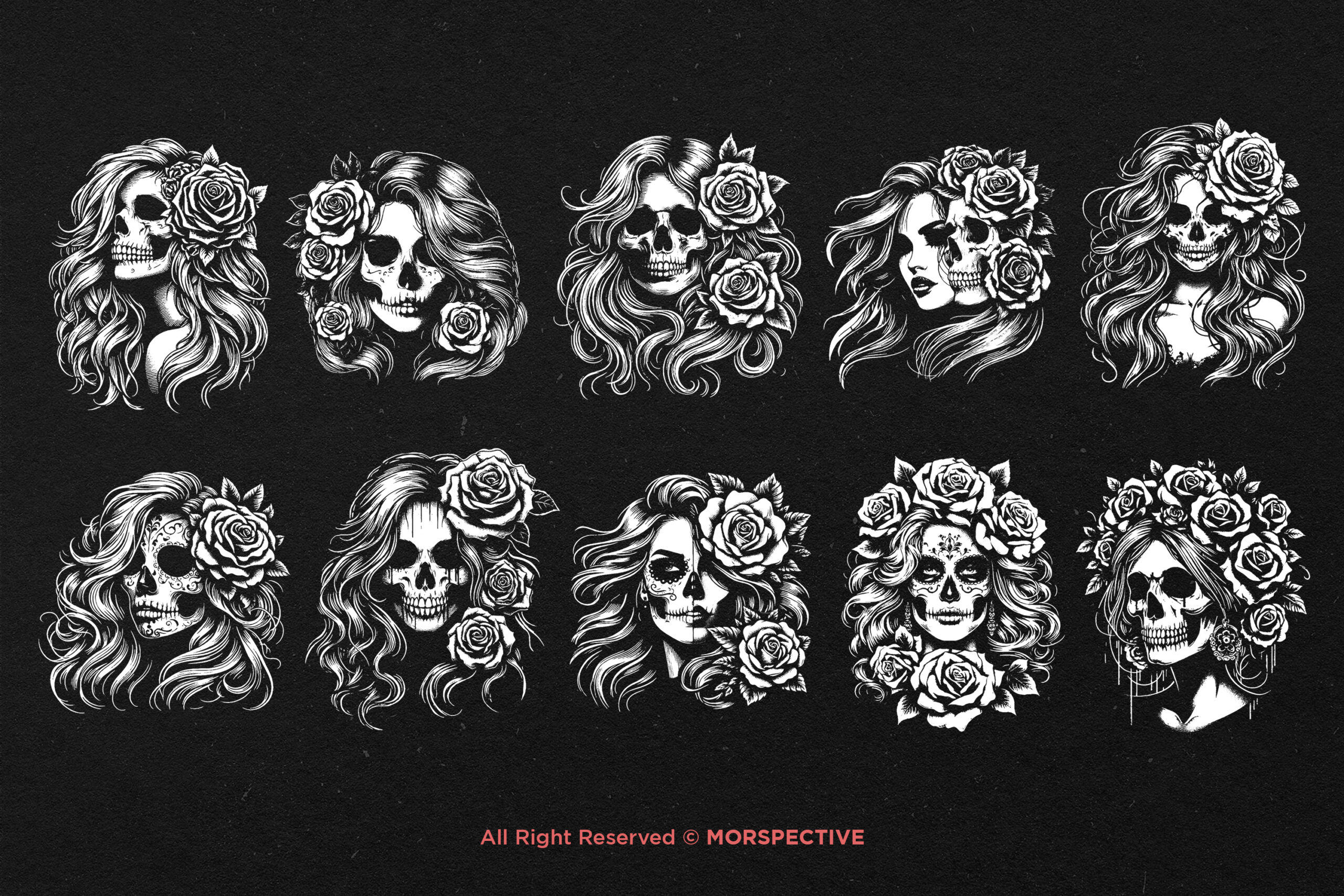 10 Bundle Dark Art Skull Girl - Image 5