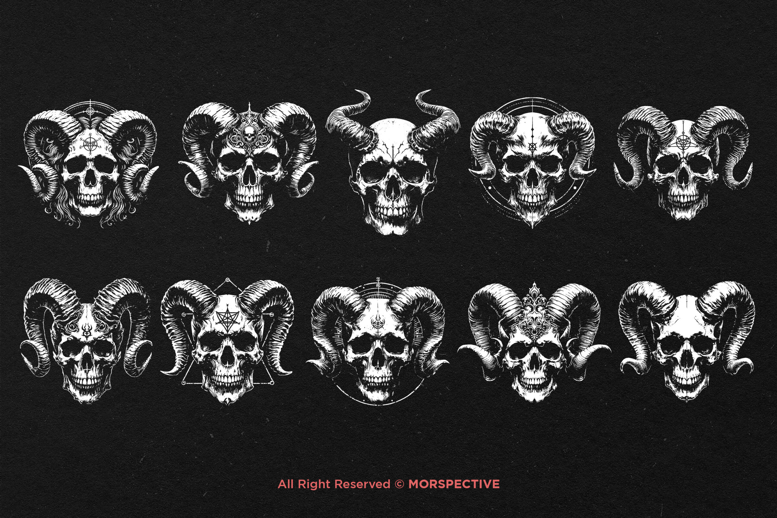 10 Bundle Dark Art Skull Demon Horn - Image 5