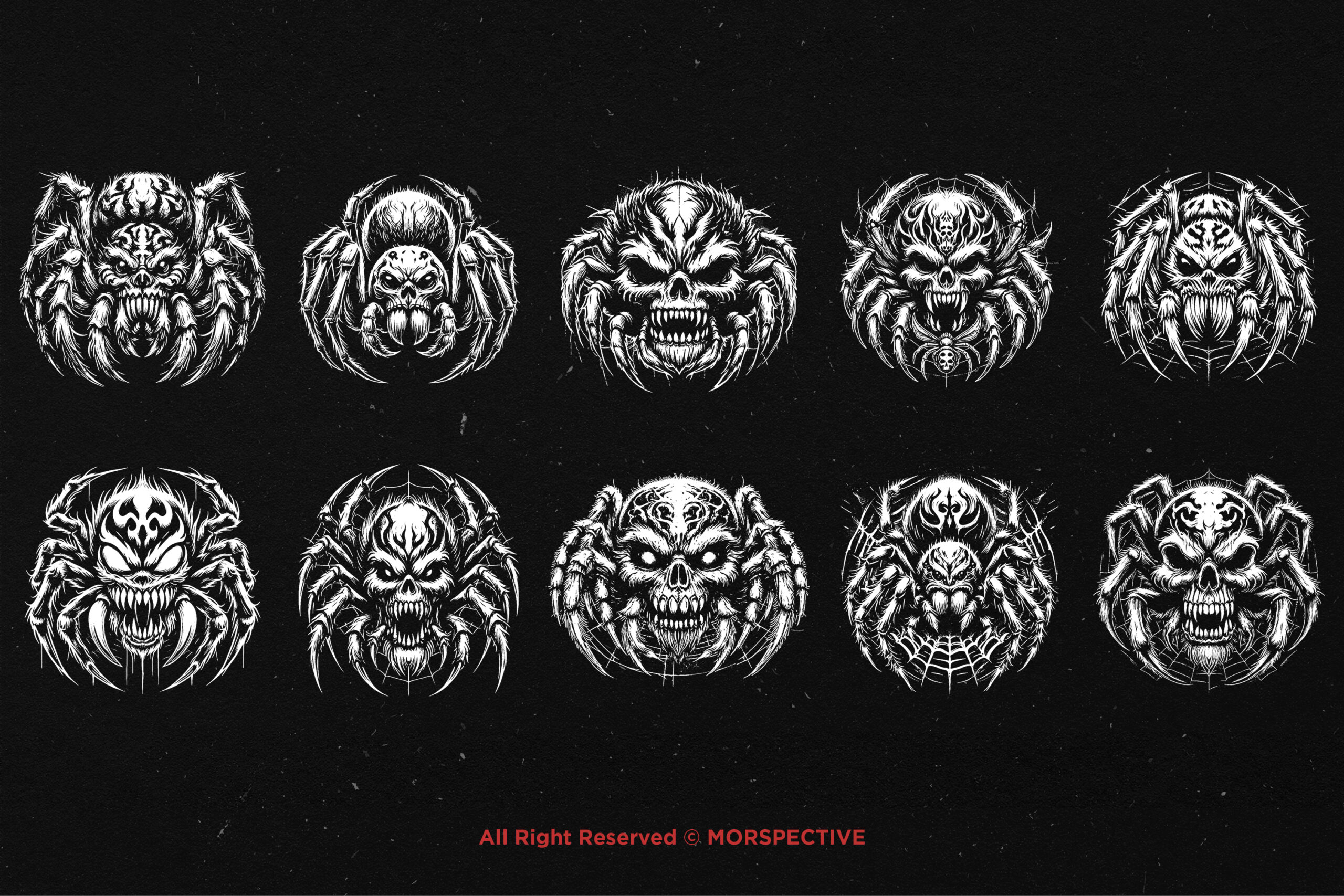 10 Bundle Dark Art Scary Spider Skull - Image 5