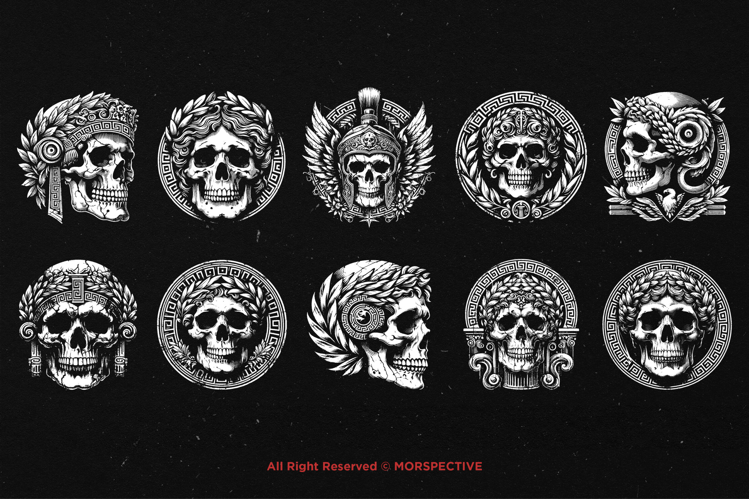 10 Bundle Dark Art Roman Skull - Image 5