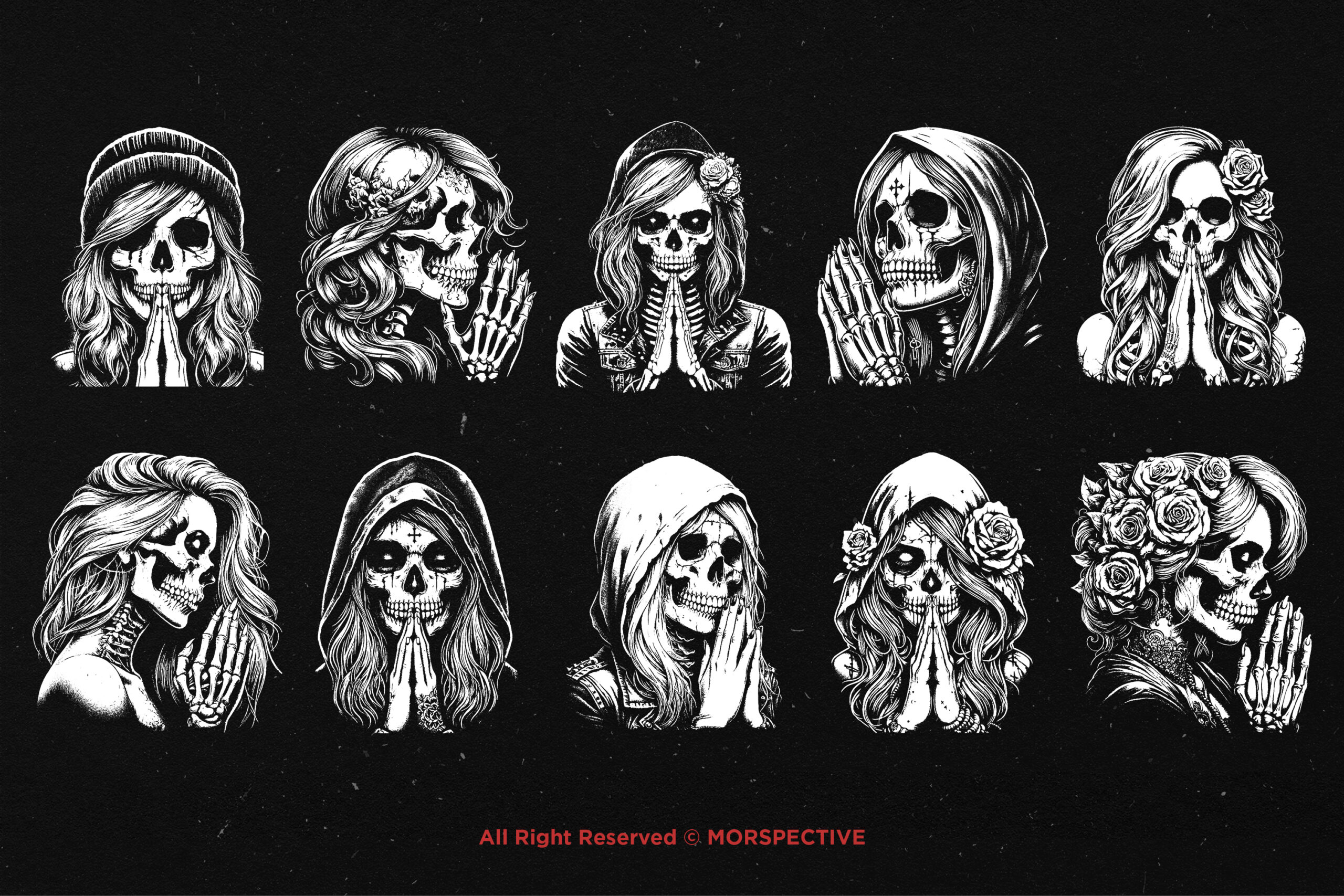 10 Bundle Dark Art Skull Girl - Image 5