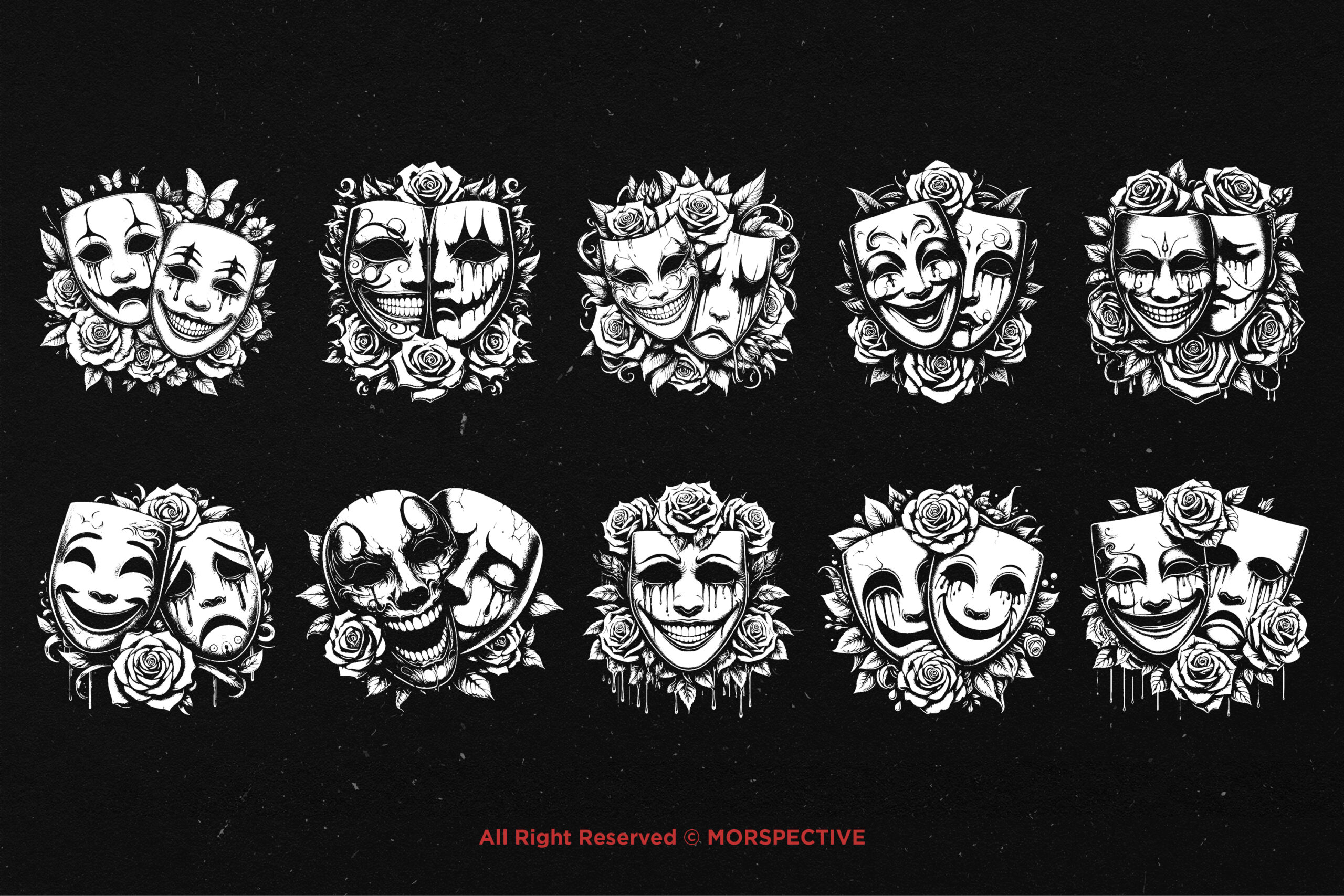 10 Bundle Dark Art Smile and Cry Mask - Image 5
