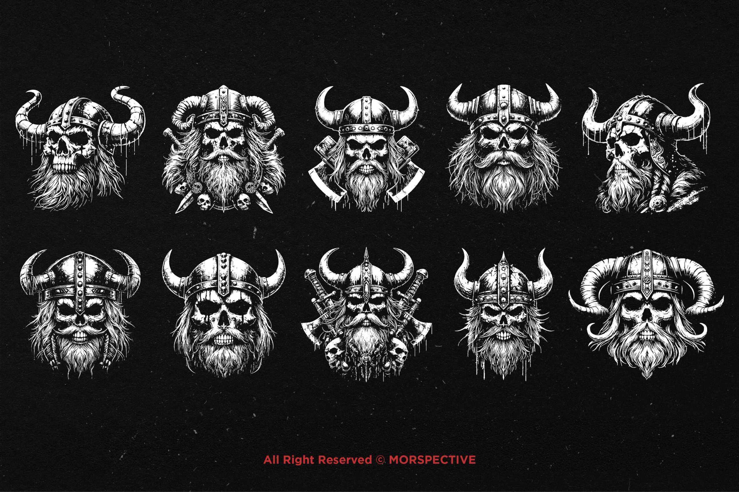 10 Bundle Dark Art Viking Skull - Image 5
