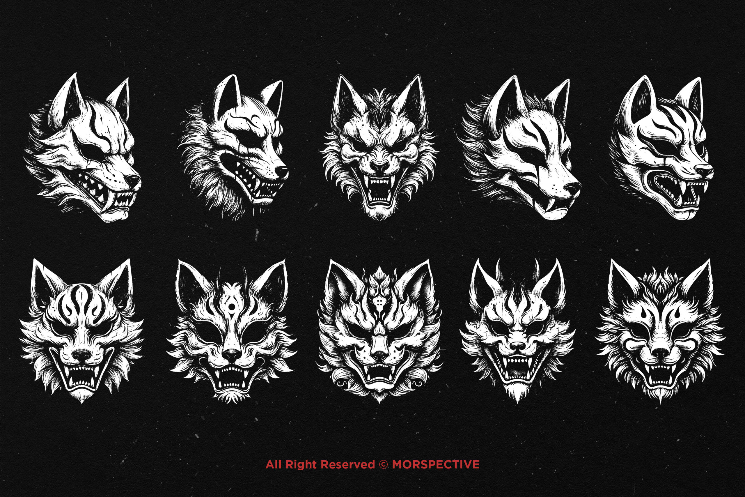 10 Bundle Dark Art Kitsune Mask 5 10 Bundle Dark Art Kitsune Mask - Image 5