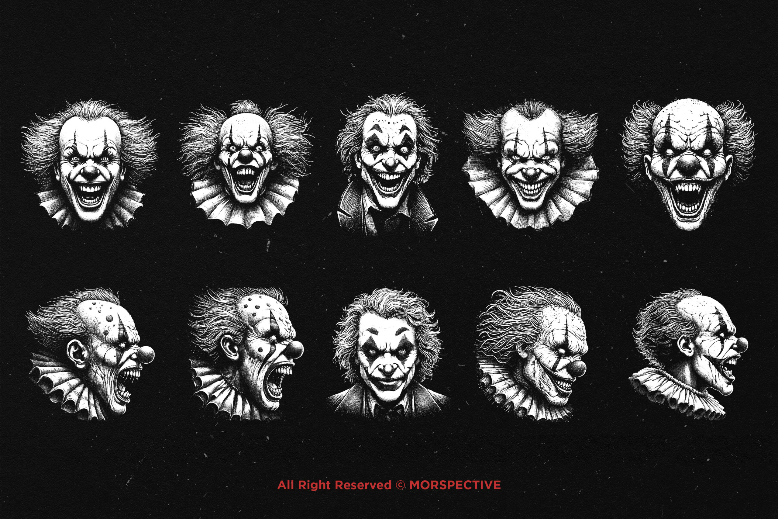 10 Bundle Dark Art Clown Face 5 10 Bundle Dark Art Clown Face - Image 5
