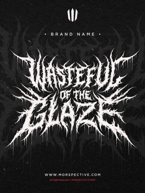 🔥- WASTEFULL OF THR GLAZE - Custom Logo
 Crafted by #Morspective

-Exclusive Logo Design.
-Text & color can request.
-PNG 600 DPI.
-Vector AI and EPS files.
-Another files can request.

Licensed : 
-Full Copyright 
-Commercial License.

Need Custom Design or Logo?, 
Contact me at :
Morspective@gmail.com

Need More Dark Design? visit :
www.morspective.com

#metalfont  #deathmetallogo #darkart #horrorart #blackmetalfont #customdesign #deathmetalfont #clothingdesign  #darklogo #darklettering