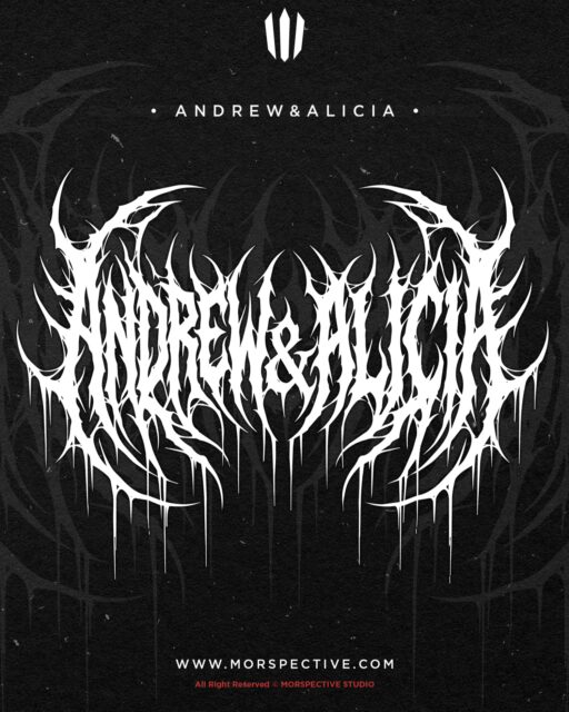 🔥- ANDREW & ALICIA - Custom Logo
Crafted by #Morspective

-Exclusive Logo Design.
-Text & color can request.
-PNG 600 DPI.
-Vector AI and EPS files.
-Another files can request.

Licensed :
-Full Copyright
-Commercial License.

Need Custom Design or Logo?,
Contact me at :
Morspective@gmail.com

Need More Dark Design? visit :
www.morspective.com

#metalfont #deathmetallogo #darkart #horrorart #blackmetalfont #customdesign #deathmetalfont #clothingdesign #darklogo #darklettering