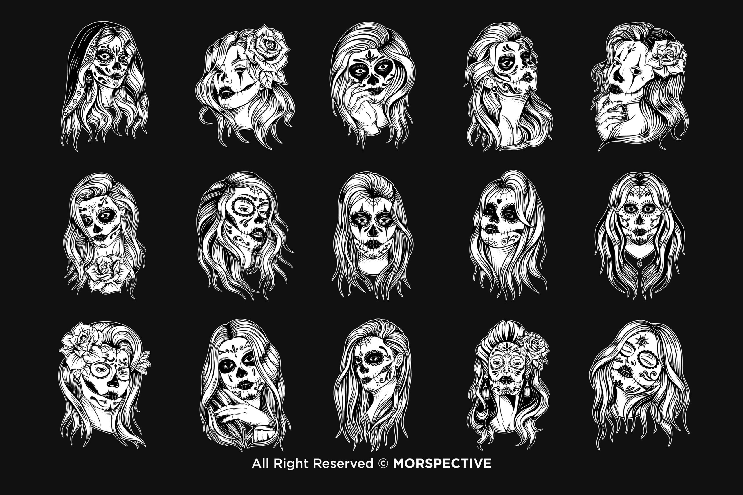 15 Set Bundle Skull Girl Face - Image 5