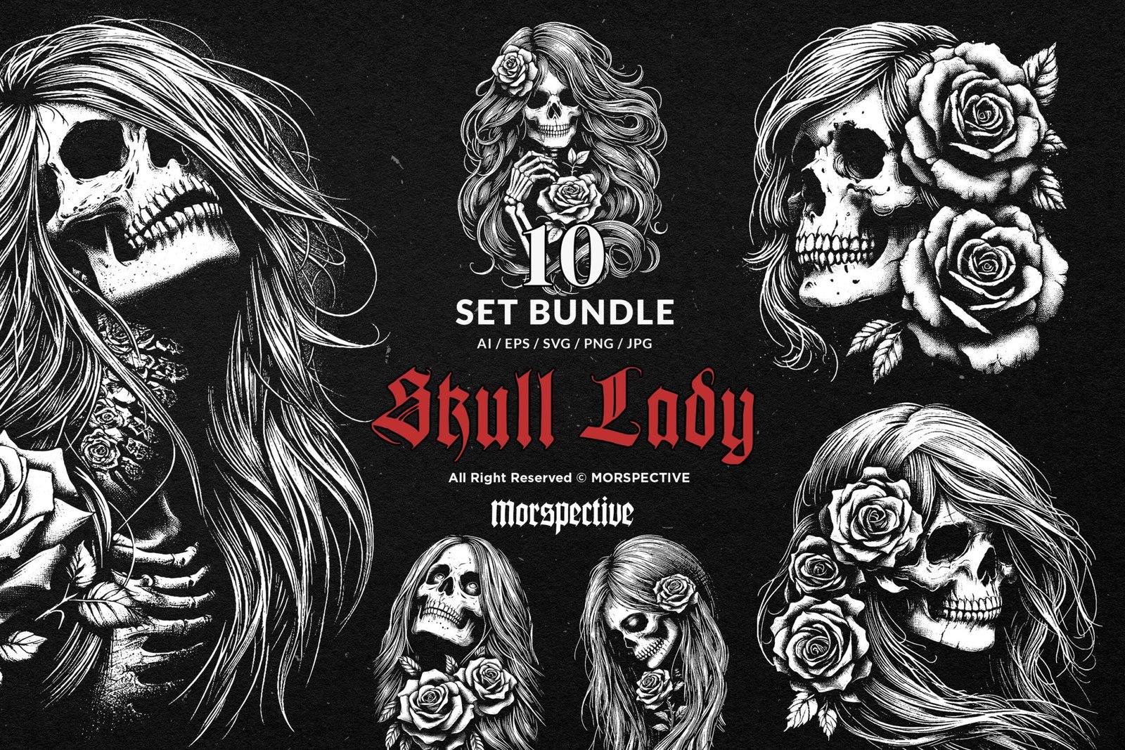 10 Bundle Dark Art Skull Lady Girl 1 10 Bundle Dark Art Skull Lady Girl