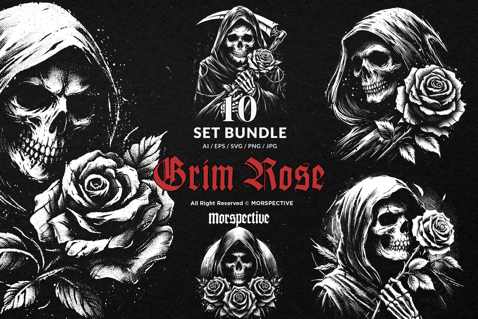 10 Bundle Dark Art Skull Grim Reaper Rose 1 10 Bundle Dark Art Skull Grim Reaper Rose