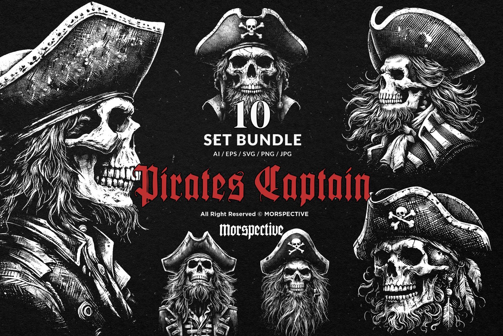 10 Bundle Dark Art Pirates Captain Skull 1 10 Bundle Dark Art Pirates Captain Skull