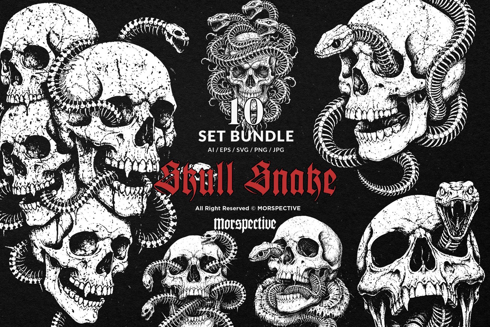 10 Bundle Dark Art Skull Snake Bone 1 10 Bundle Dark Art Skull Snake Bone