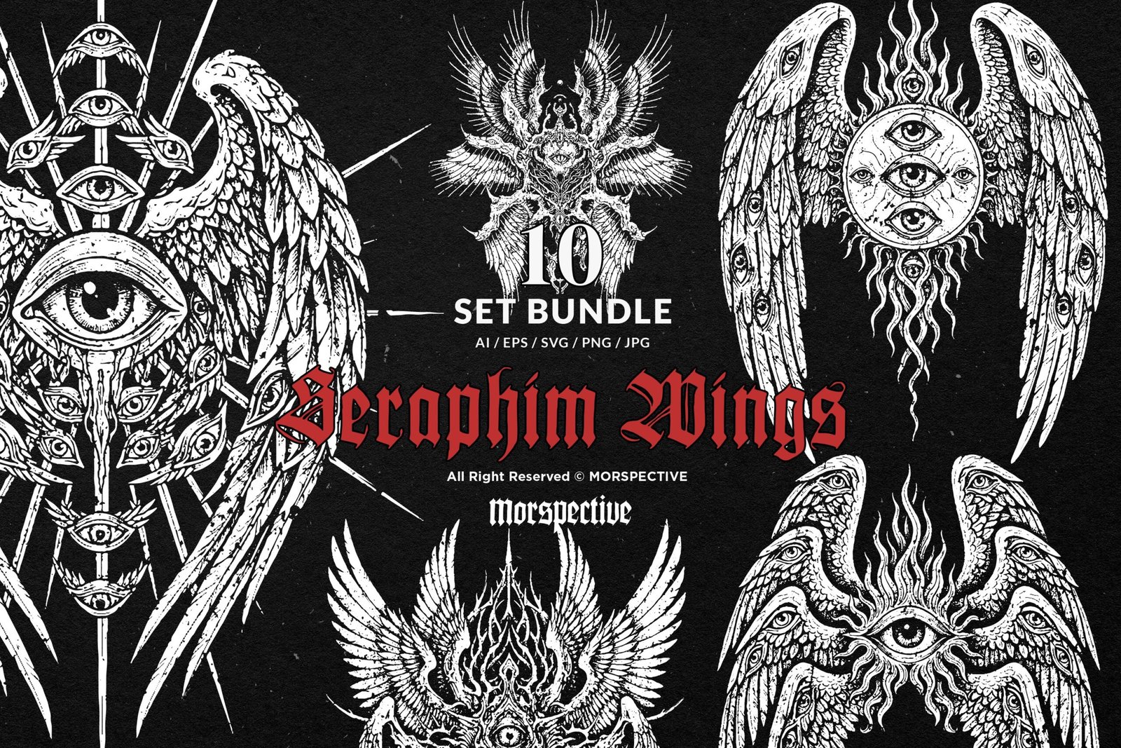 10 Bundle Dark Art Seraphim Wings 1 10 Bundle Dark Art Seraphim Wings