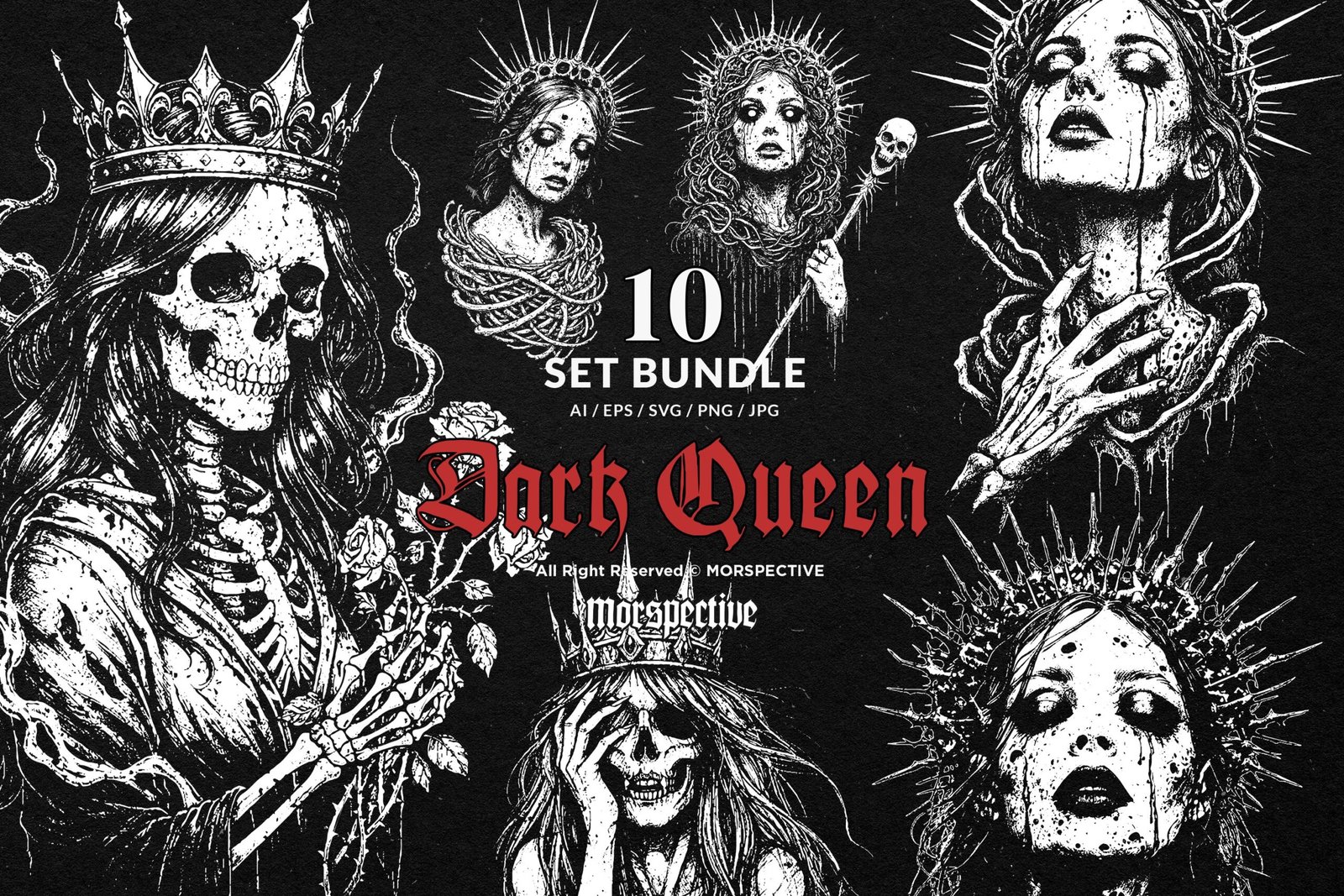 10 Bundle Dark Art Queen Skull 1 10 Bundle Dark Art Queen Skull
