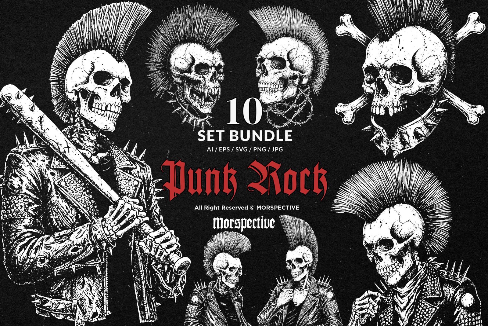 10 Bundle Dark Art Punk Rock Skull 1 10 Bundle Dark Art Punk Rock Skull