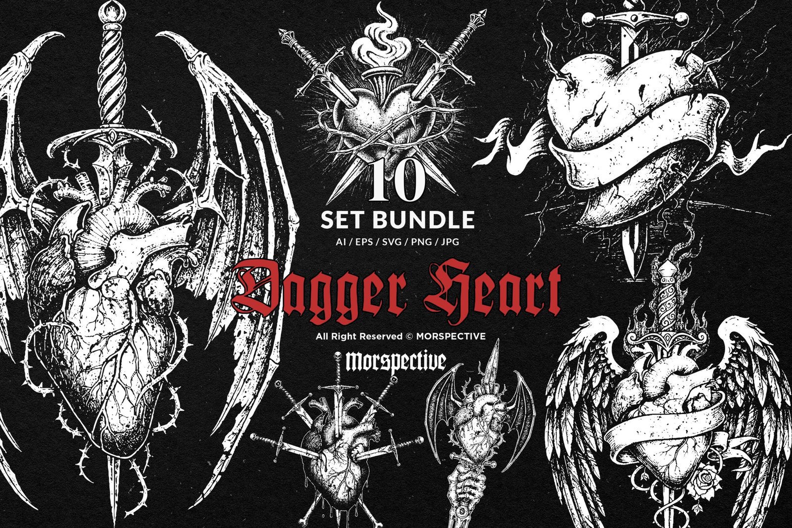 10 Bundle Dark Art Dagger Heart 1 10 Bundle Dark Art Dagger Heart