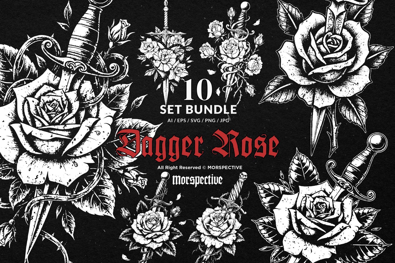 10 Bundle Dark Art Dagger Rose 1 10 Bundle Dark Art Dagger Rose