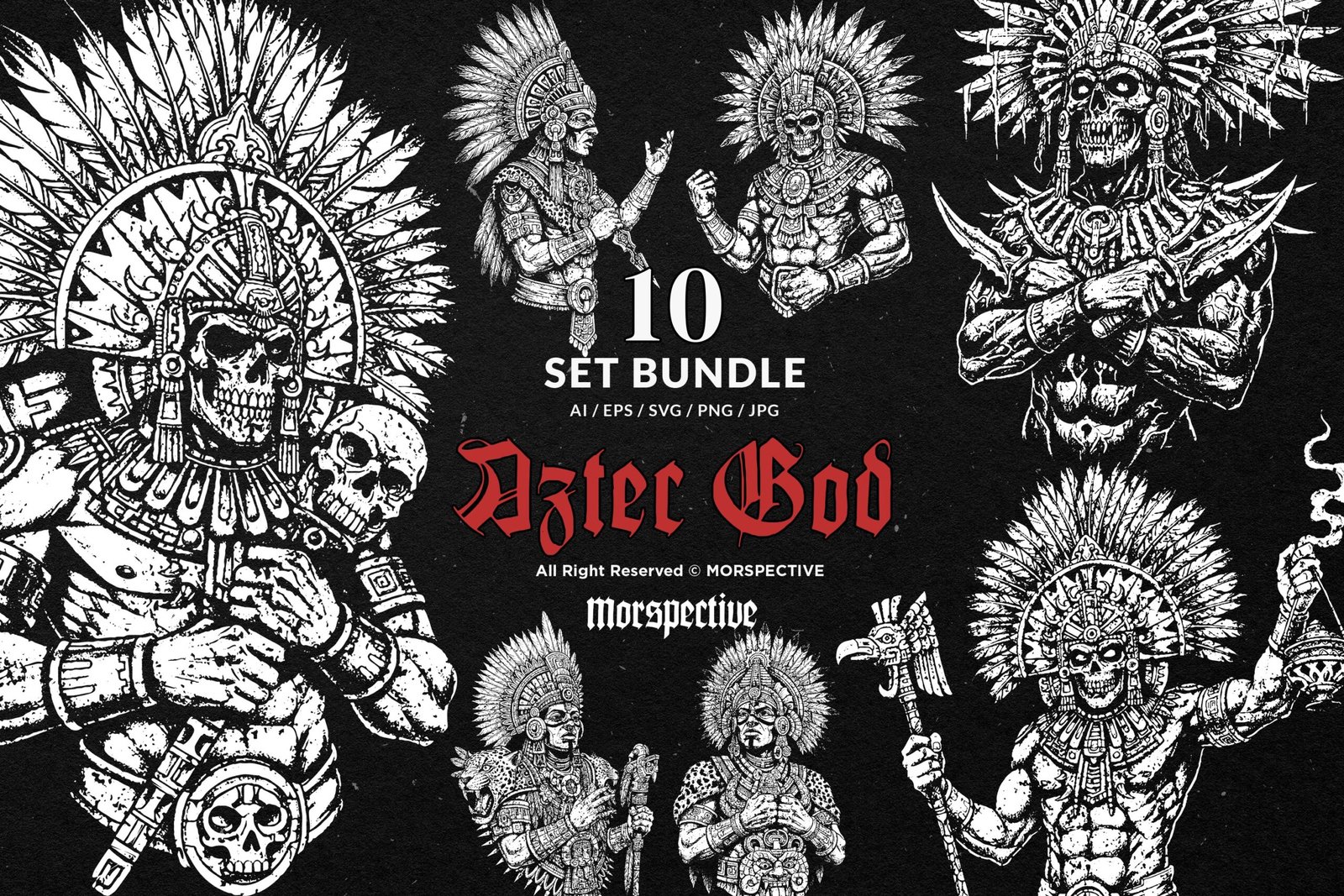 10 Bundle Dark Art Aztec God Warrior 1 10 Bundle Dark Art Aztec God Warrior