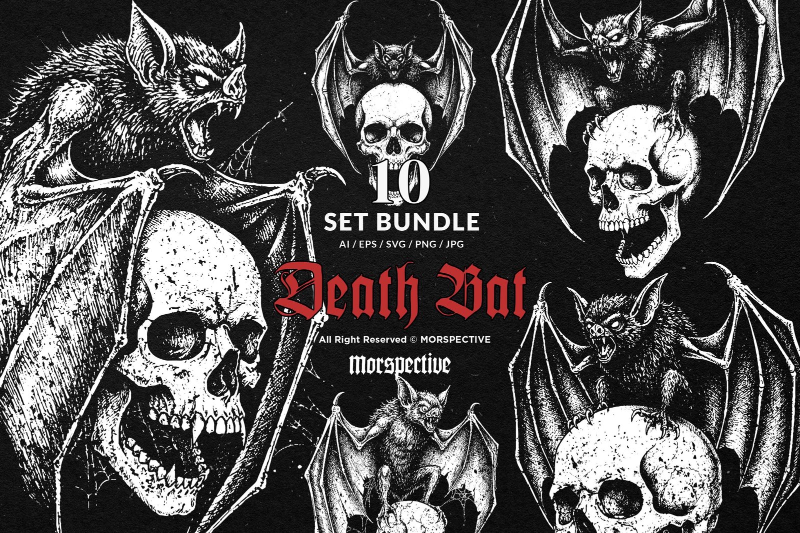 10 Bundle Dark Art Death Bat Skull 1 10 Bundle Dark Art Death Bat Skull