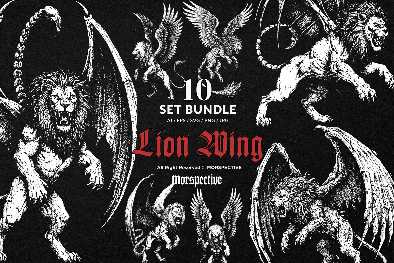 10 Bundle Dark Art Lion Wing Beast 1 10 Bundle Dark Art Lion Wing Beast