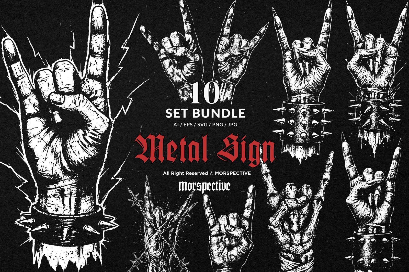 10 Bundle Dark Art Metal Hand Sign 1 10 Bundle Dark Art Metal Hand Sign
