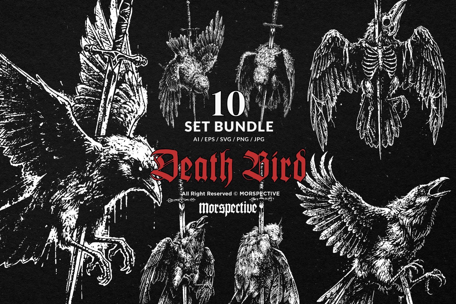 10 Bundle Dark Art Death Bird 1 10 Bundle Dark Art Death Bird